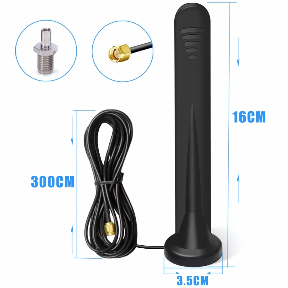 Antena WiFi 5G 4G wielokierunkowa 15DBI SMA+TS9 magnetyczna podstawa Mimo LTE z kablem 3M RG174 do użytku wewnątrz na zewnątrz 3G/4G/5G/GSM/GPRS Router Iot Smart Home