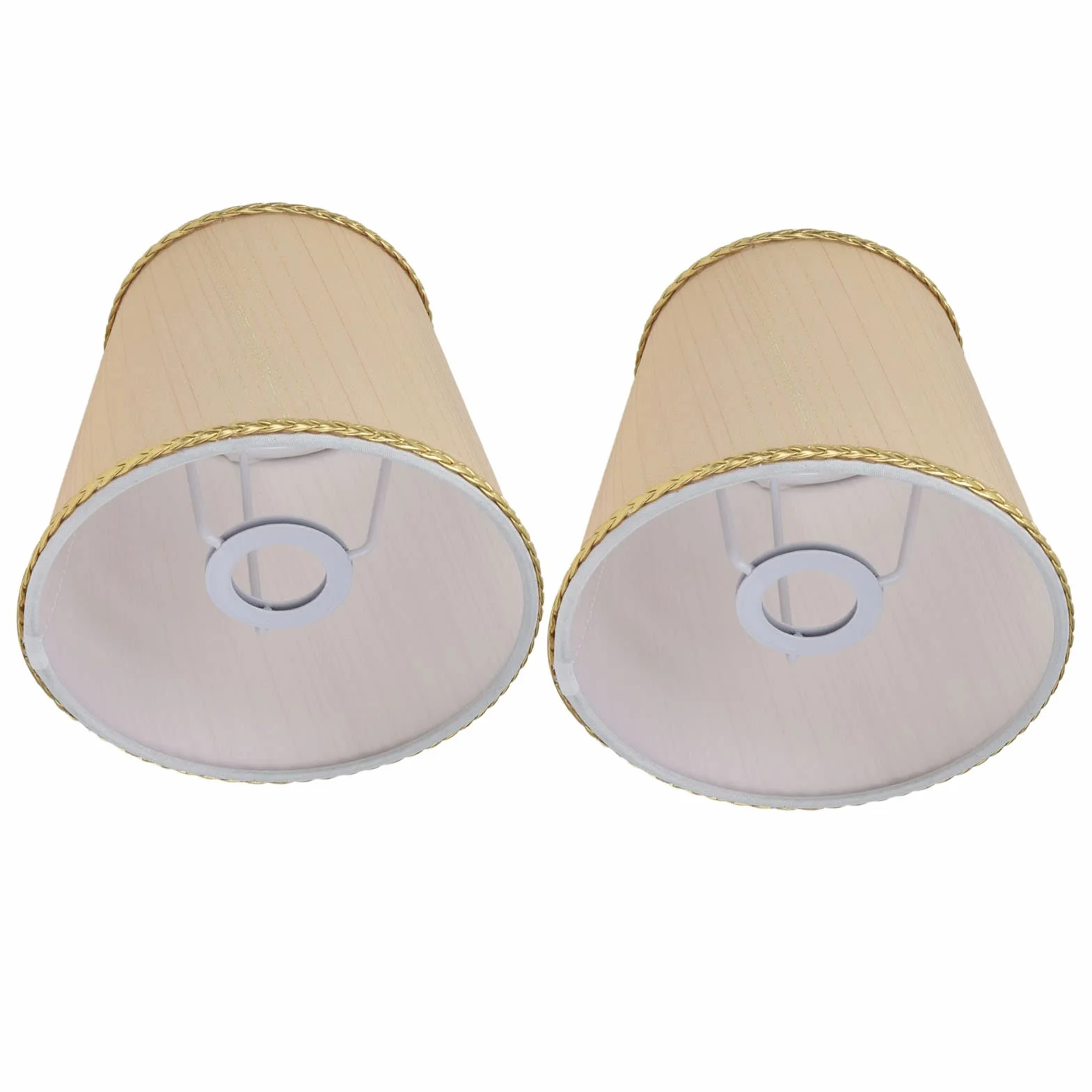 Mały Abażur, Materiałowy Abażur do Lampy Stołowej/podłogowej Mały Abażur Materiałowy Beżowy Abażur ze złotą krawędzią do Lampy Stołowej E14, Lampy Podłogowe