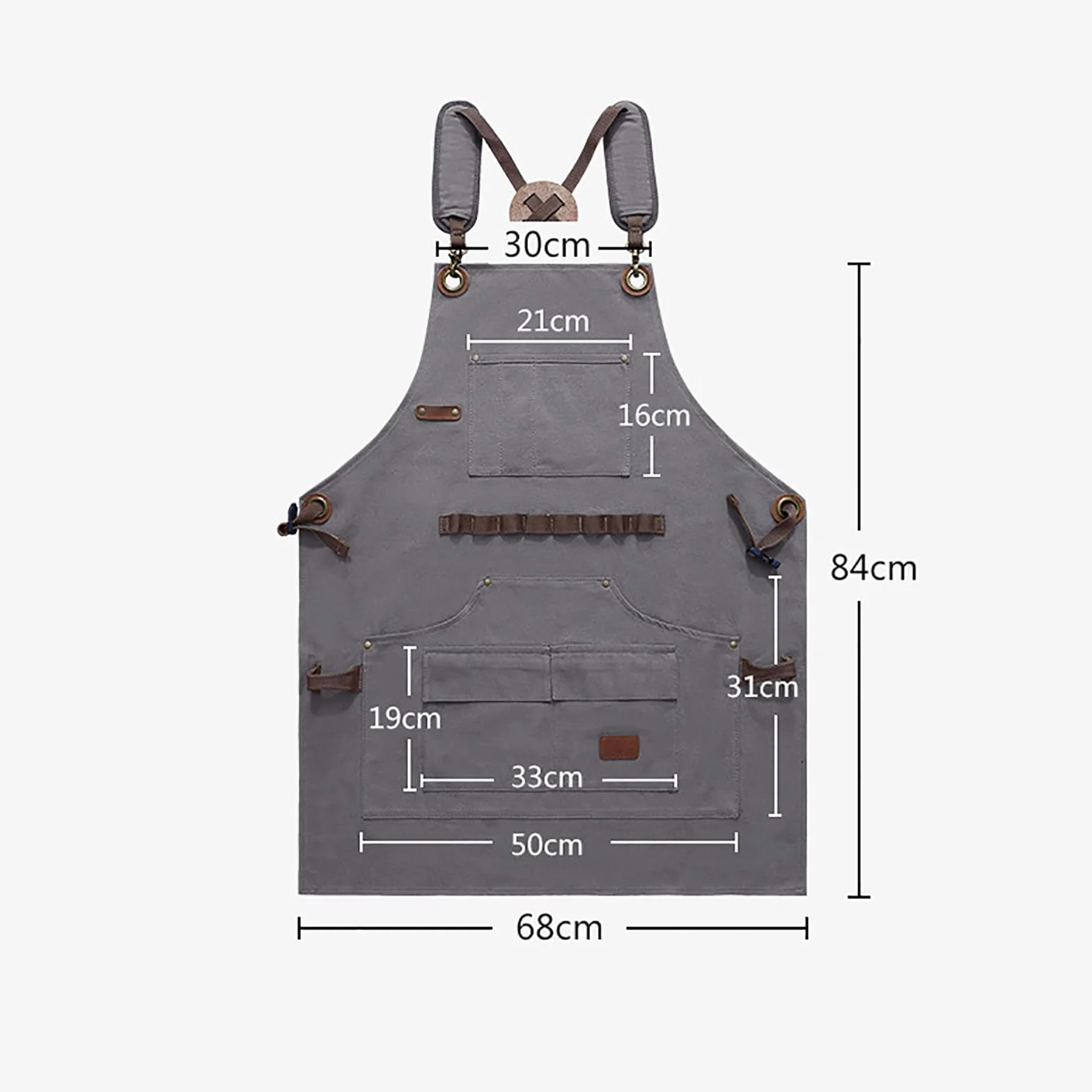 Fartuch Kuchenny Z Płótna Bawełnianego Do Grillowania, Krzyżowy Z Tyłu, Regulowany Fartuch Kuchenny Z Kieszeniami,One Size,A
