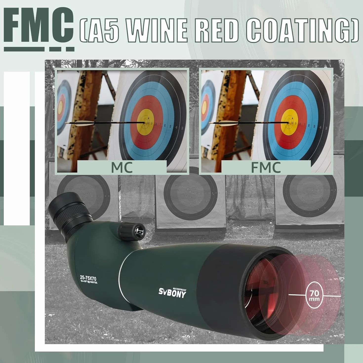 Svbony SV28PLUS Luneta 25-75x70mm FMC BAK4 Bezprzewodowa