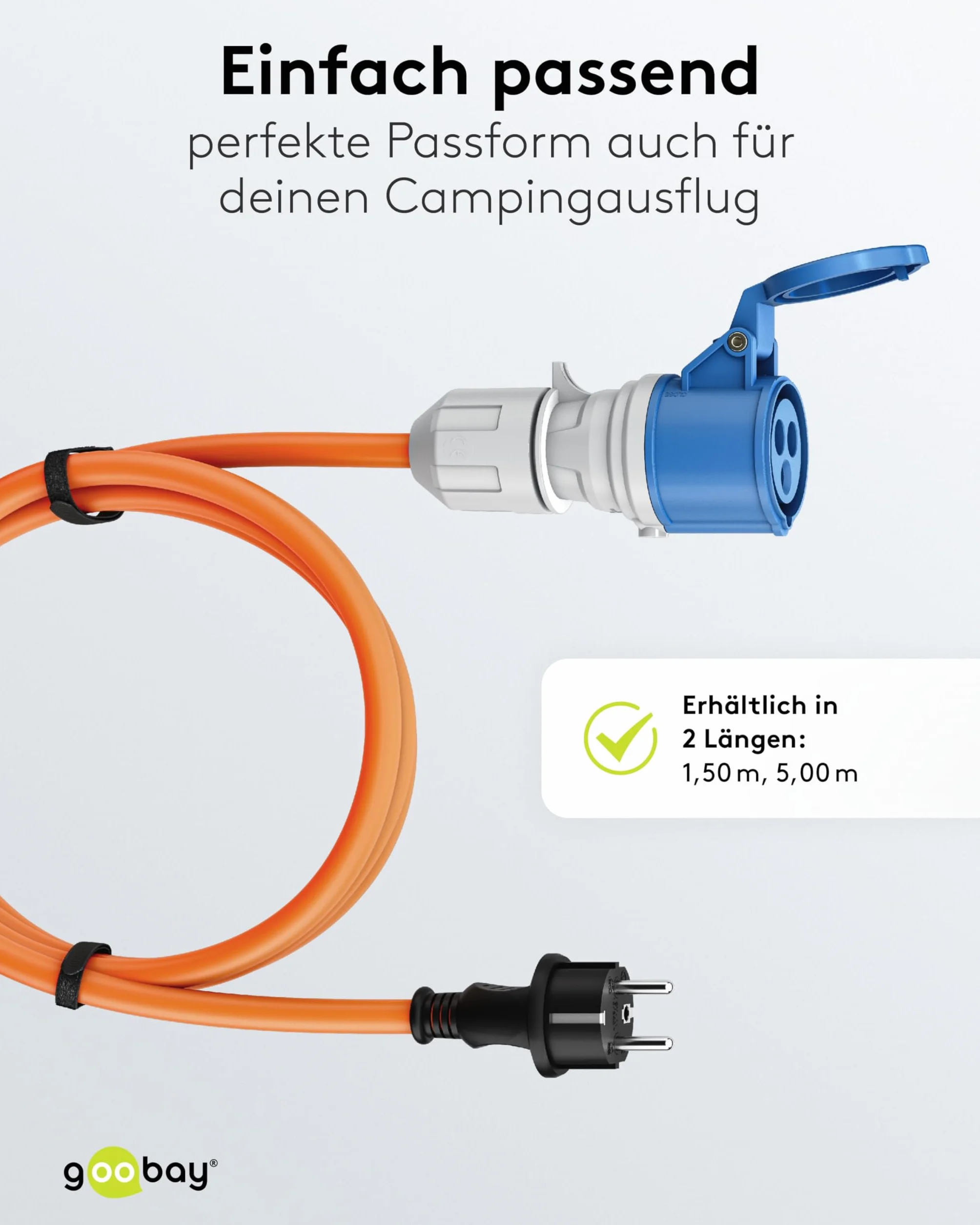 goobay Kabel adaptera CEE do przyczepy kempingowej, 5 m, wtyczka z ochronnym stykiem do gniazda CEE z pokrywą zamykającą, IP44, kabel kempingowy, kamper, przyczepa kempingowa, 76219