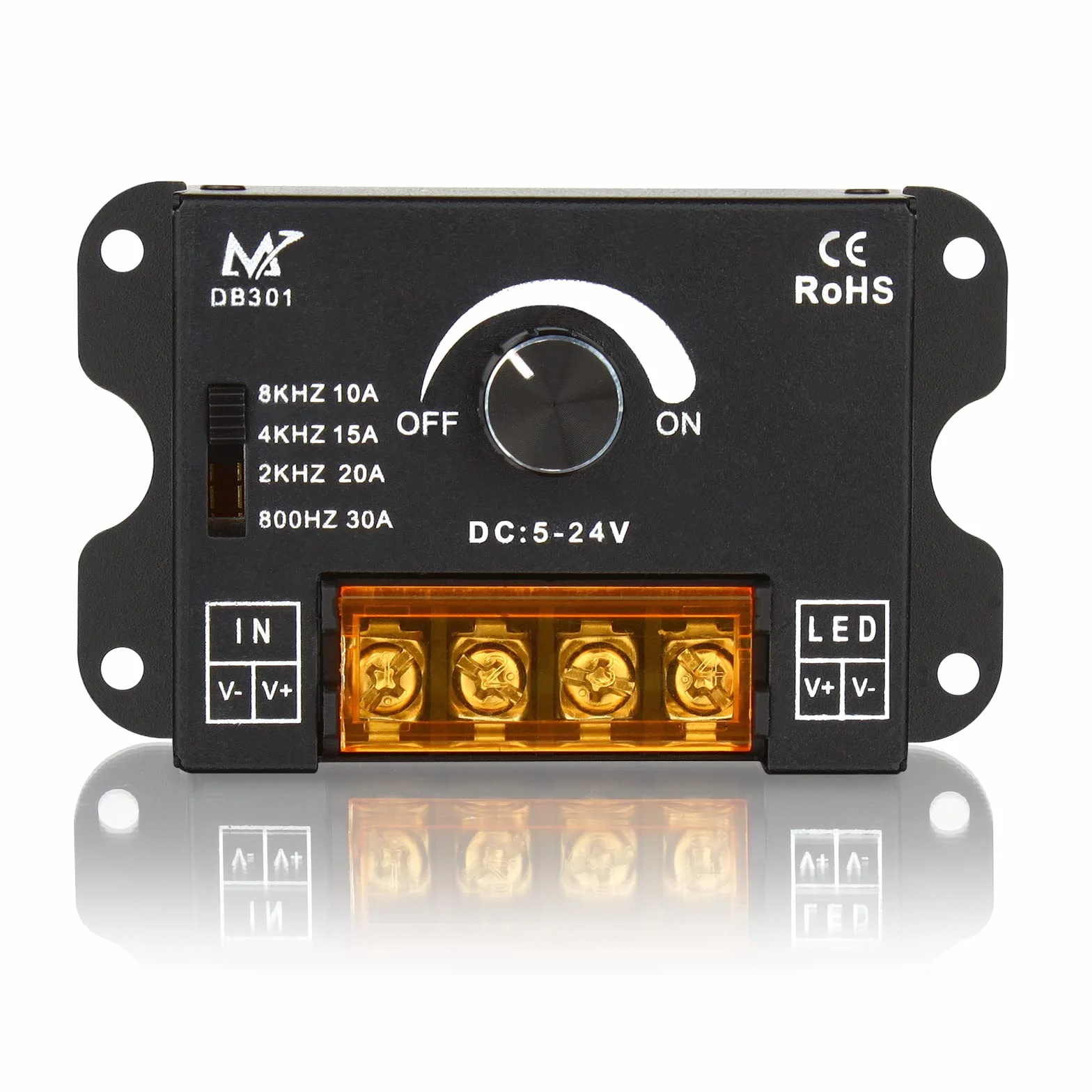 DC 5V/12V/24V 30A regulacja częstotliwości PWM regulacja ściemniania, monochromatyczny przycisk regulacji jasności paska LED, metalowy ściemniacz paska świetlnego LED (monochromatyczny)