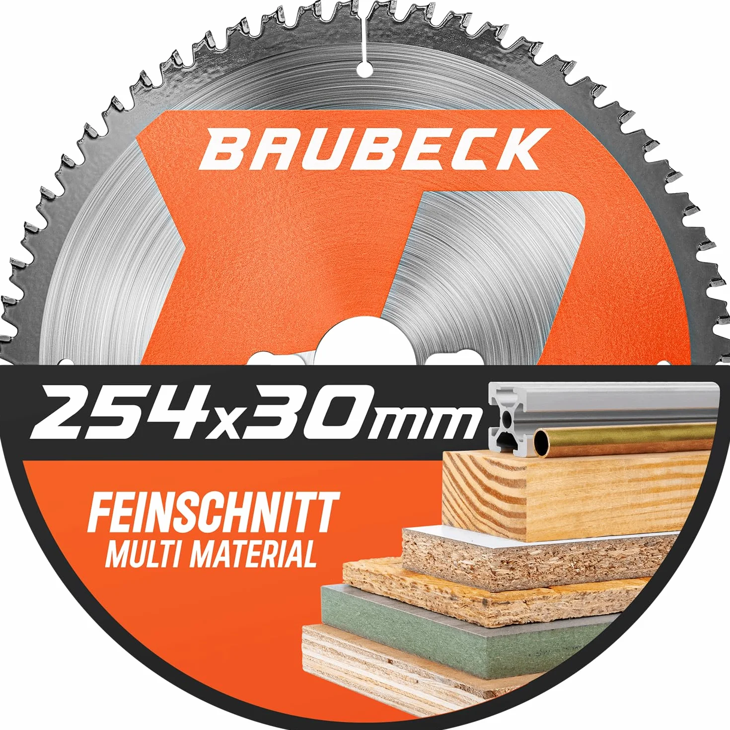 BAUBECK Brzeszczot 254 x 30 2,2 mm, precyzyjne cięcie w drewnie i aluminium, 80 zębów do pił ukośnych i stołowych, kompatybilne z Metabo KGS 254 M, Bosch GTS 10 XC, PTS 10, brzeszczot do piły