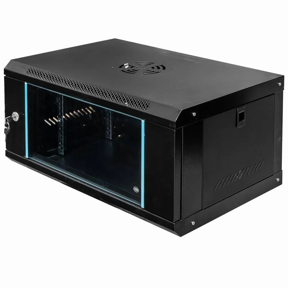 Szafa Rack 19" 6U Wisząca Serwerowa 400 mm Otwierane Boki Metalowa Czarna Mega-M