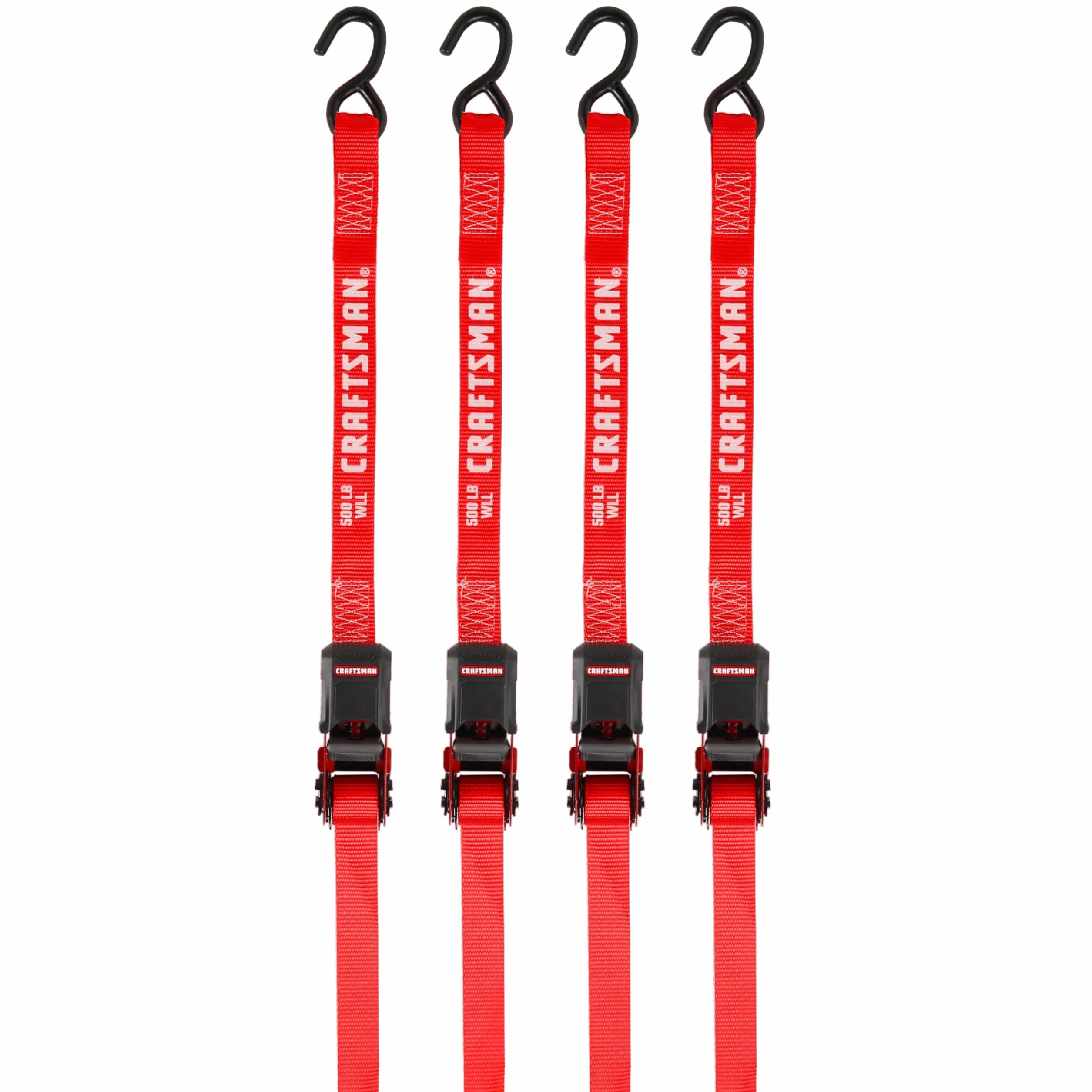 CRAFTSMAN CMXAZBS15004 czarne/czerwone paski do wiązania z grzechotką 2,5 cm x 30,5 cm (680.4 kg Break Strength), 4 szt