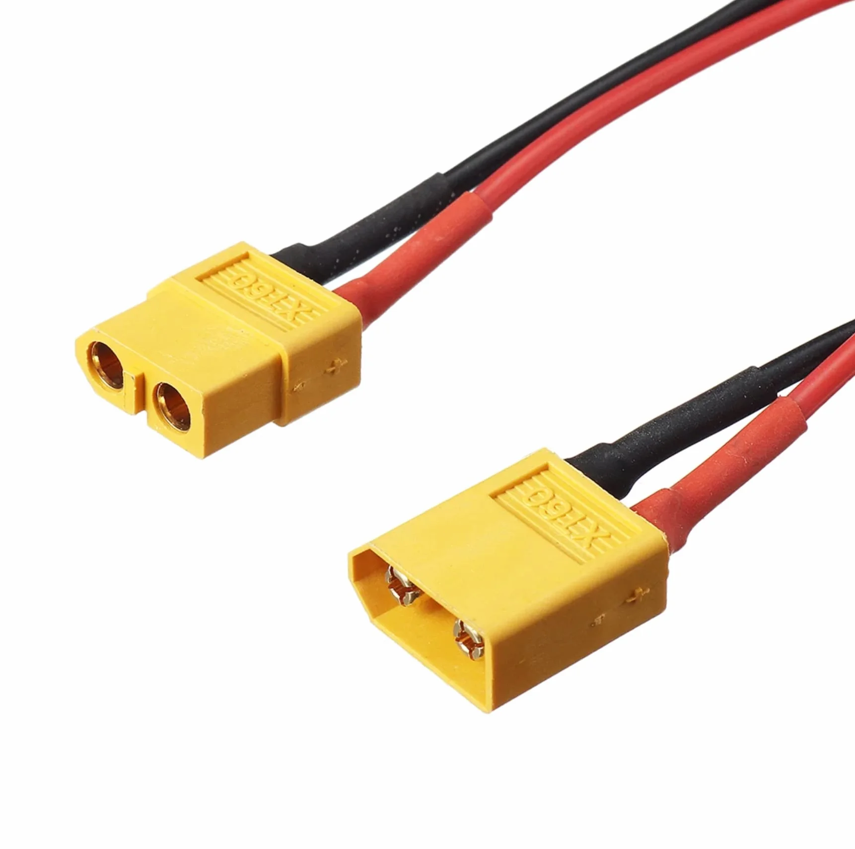 Przedłużacz XT60 męski na żeński 20 cm 14AWG złoty kabel do akumulatora Lipo