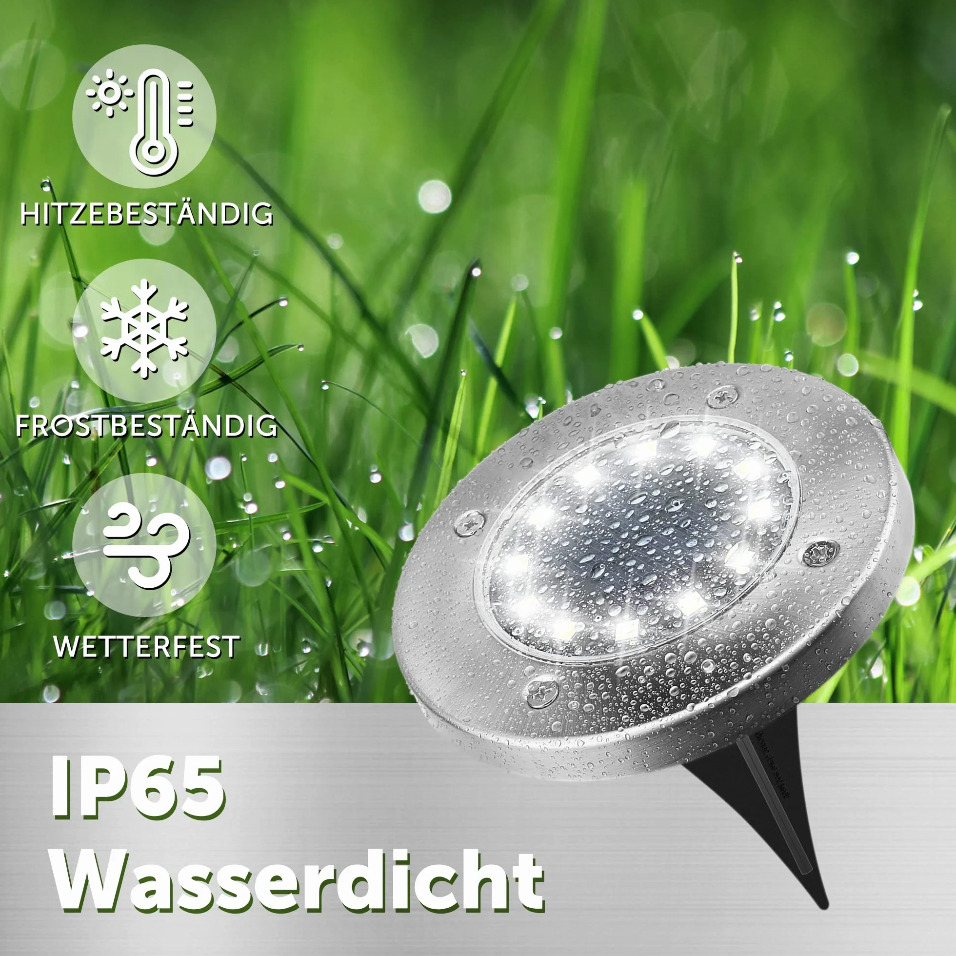 Solpex Zestaw 8 sztuk solarnych lamp gruntowych do ogrodu, 12 diod LED, białe, ze stali nierdzewnej, wodoszczelne, na taras, trawnik, podwórko, chodnik