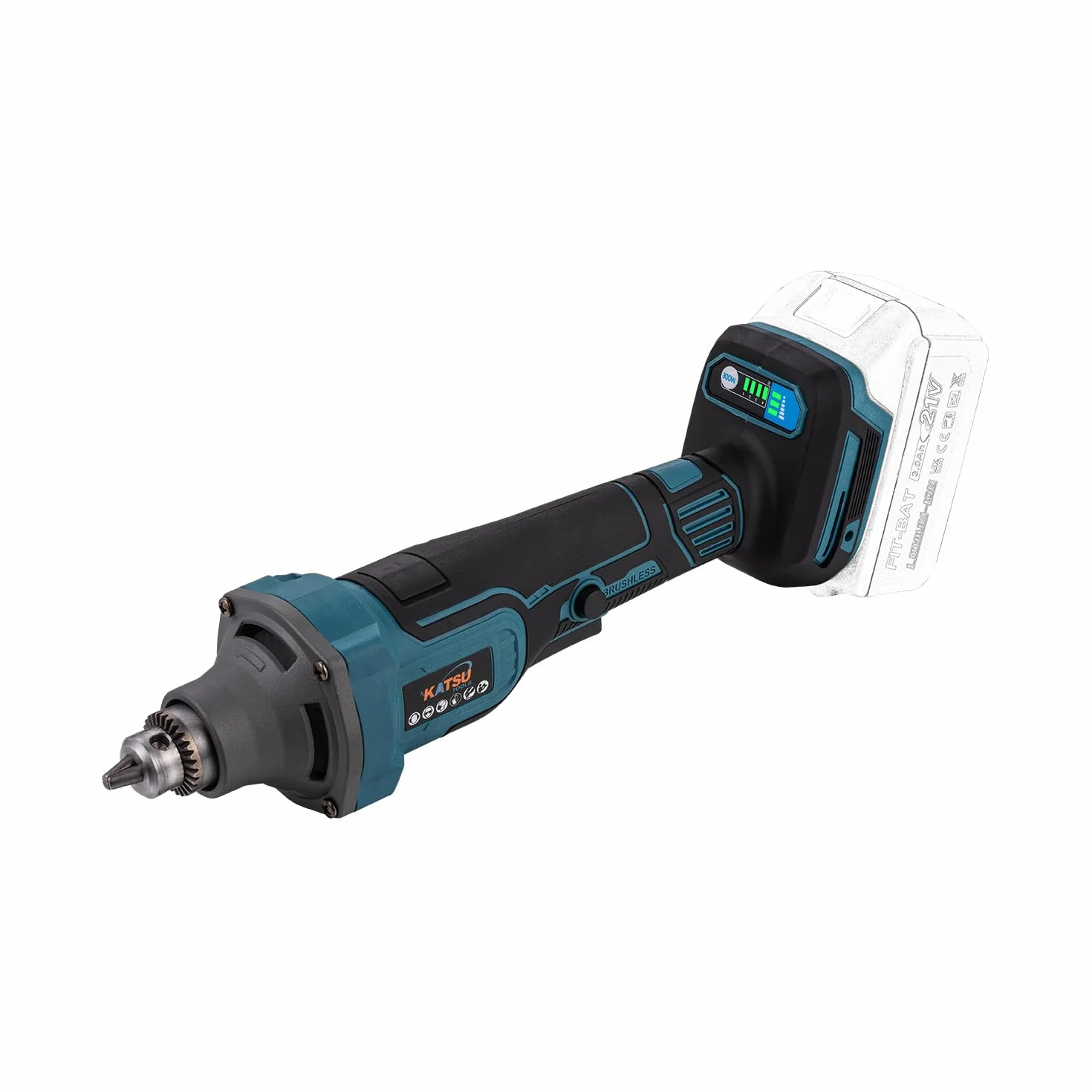 KATSU FIT-BAT bezszczotkowa akumulatorowa szlifierka matrycowa, 21 V, narzędzie obrotowe ze zmienną prędkością i uchwytem 6 mm, do szlifowania, polerowania, rzeźbienia, bez baterii i ładowarki
