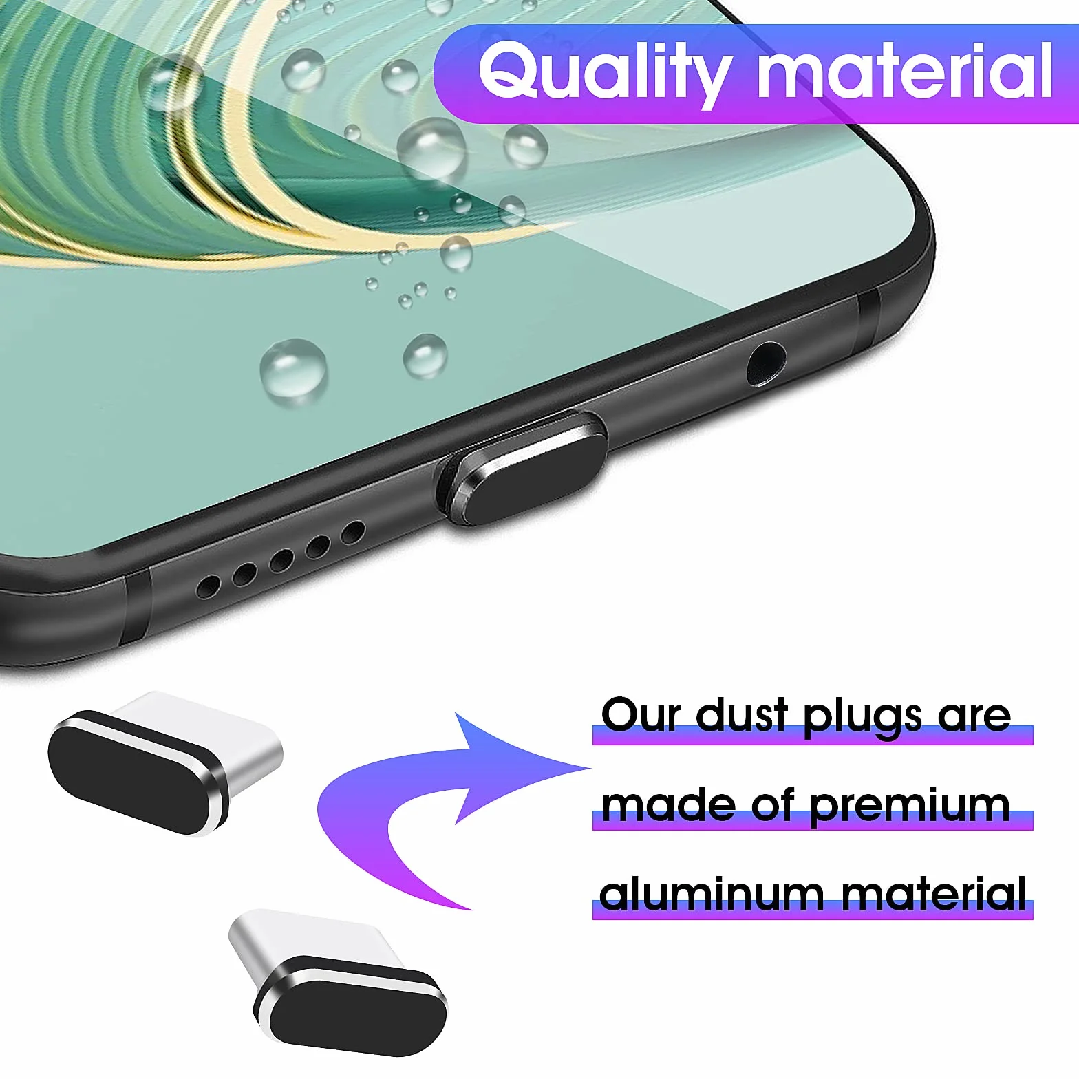 Cobee Zestaw wtyczek przeciwpyłowych USB C 6 szt. metalowy ochronnik