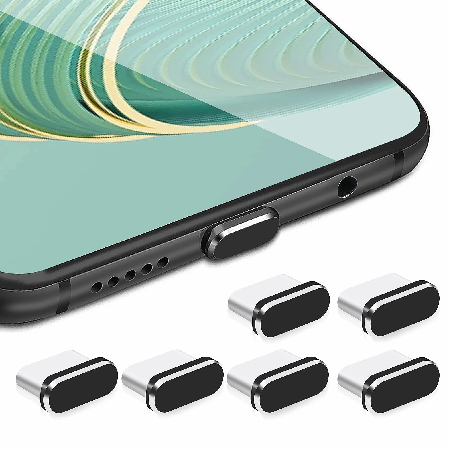 Cobee Zestaw wtyczek przeciwpyłowych USB C 6 szt. metalowy ochronnik