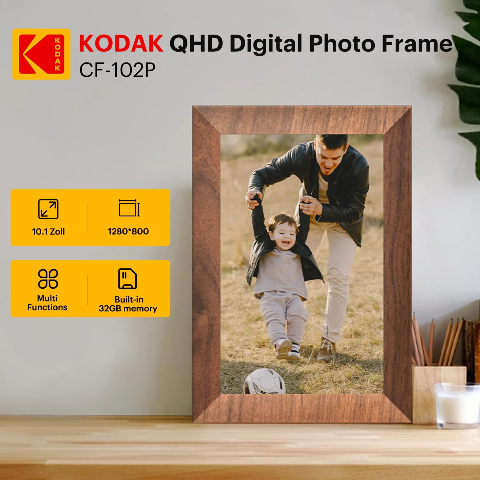KODAK Cyfrowa ramka na zdjęcia Wi-Fi 10,1" HD IPS ekran dotykowy 32 GB