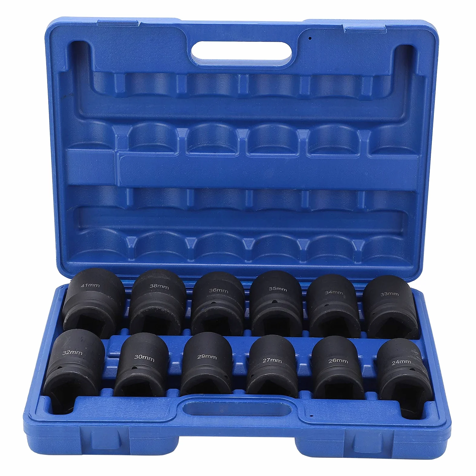 12pcs 1 pouce Jeu de douilles à chocs profonds Drive Douille à impact profond Drive 35mm 36mm 38mm 41mm 24mm 26mm 27mm 29mm 30mm 32mm 33mm 34mm