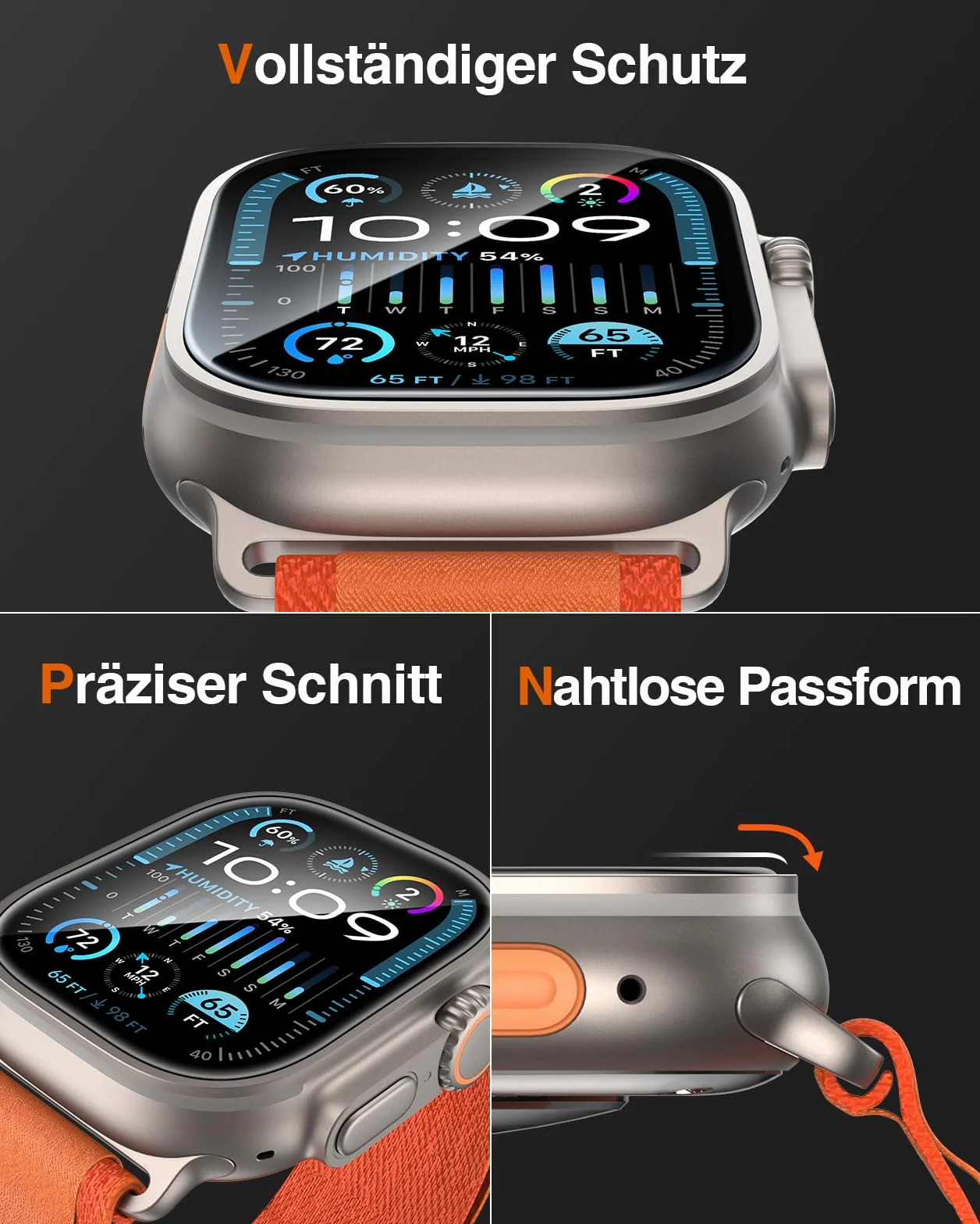 LK [4 szt.] Ochraniacz Ekranu do Apple Watch Ultra 2/49mm - Folia 9H odporna na uderzenia (testy wojskowe), Ultracienka, Antyzarysowaniowa, Pełna przejrzystość