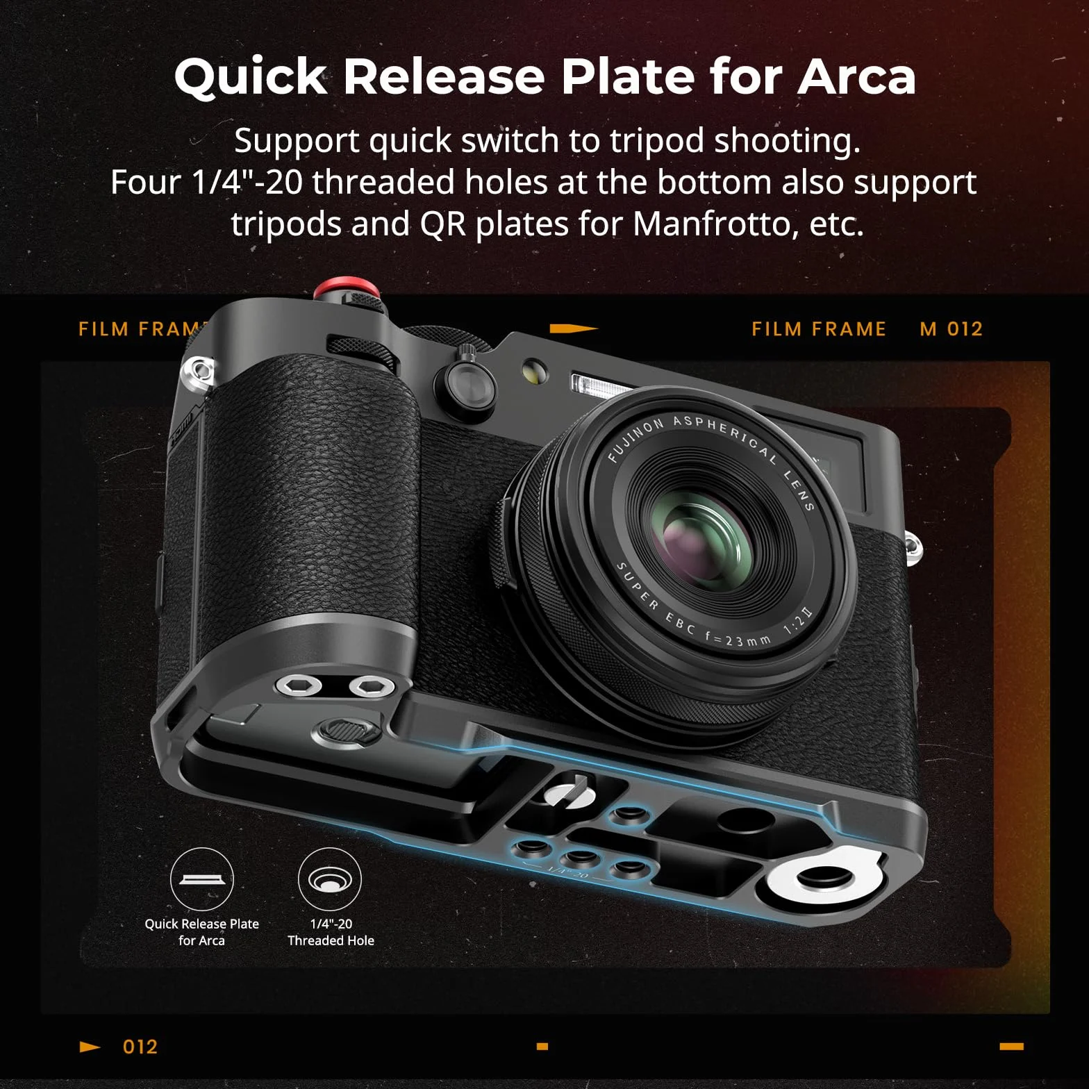 SMALLRIG X100VI Handgrip L-Shape Grip dla FUJIFILM X100VI i X100V Kamery, Wbudowana Płytka Szybkiego Uwalniania dla Arca, Lekki Silikonowy Uchwyt Boczny, z Przyciskiem Migawki - 4556