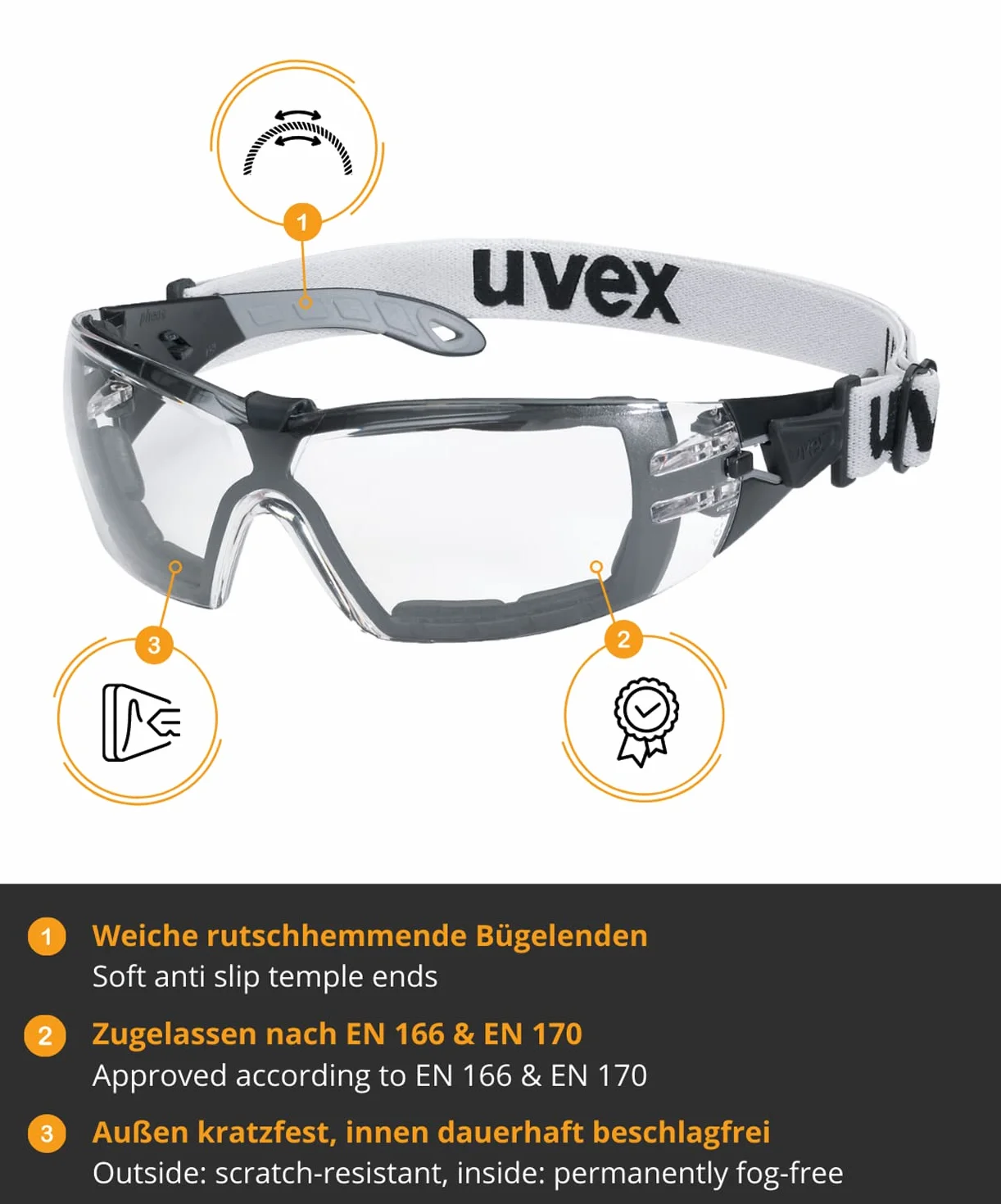 Uvex Pheos Guard Okulary, Szary, M