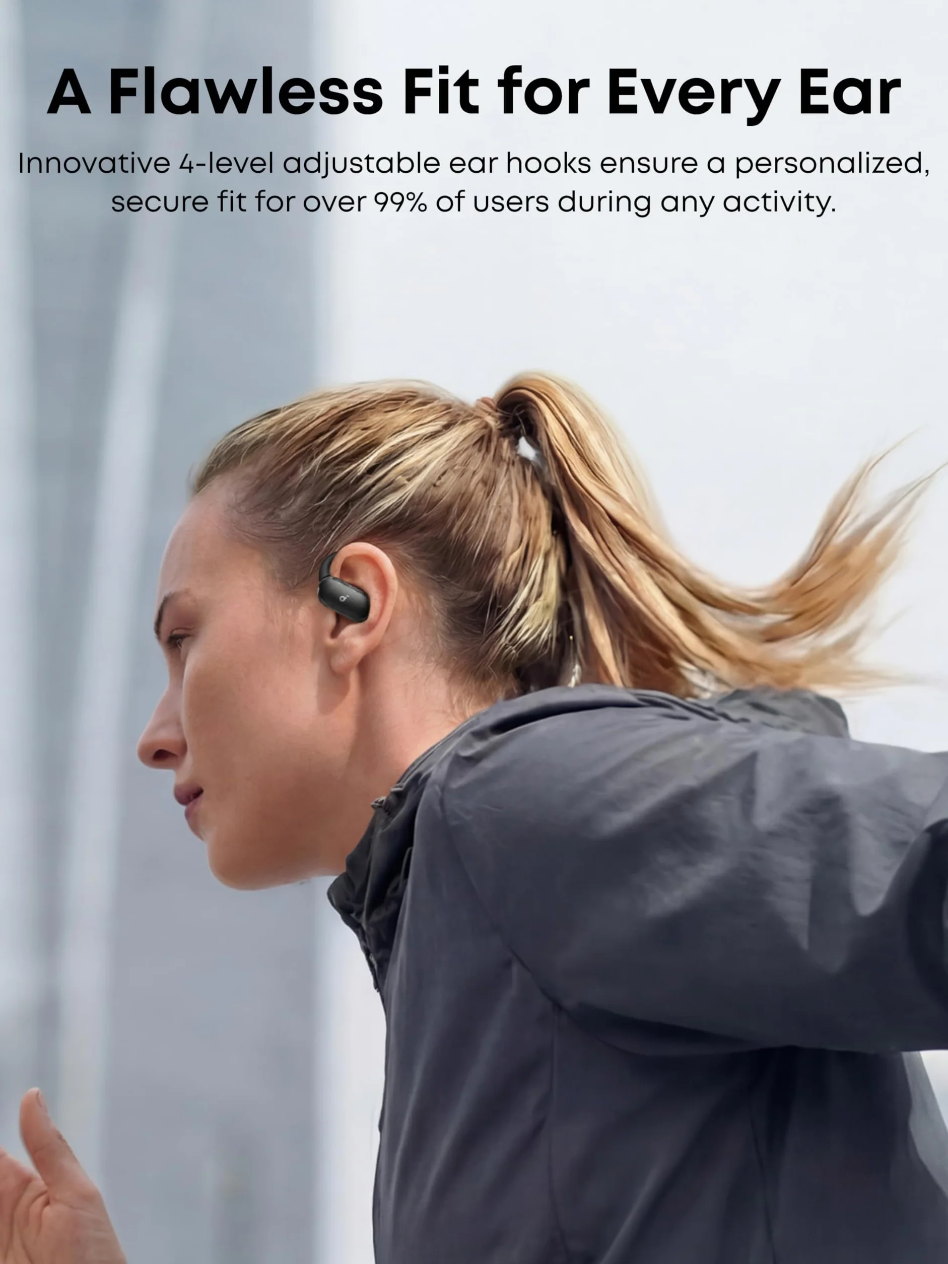 Soundcore V40i firmy anker, słuchawki open-ear, krystalicznie czysta konstrukcja, bogatszy bas, IP55, 21H odtwarzania, wyraźne połączenia AI, Bluetooth 5.4, sterowanie aplikacją (czarny)