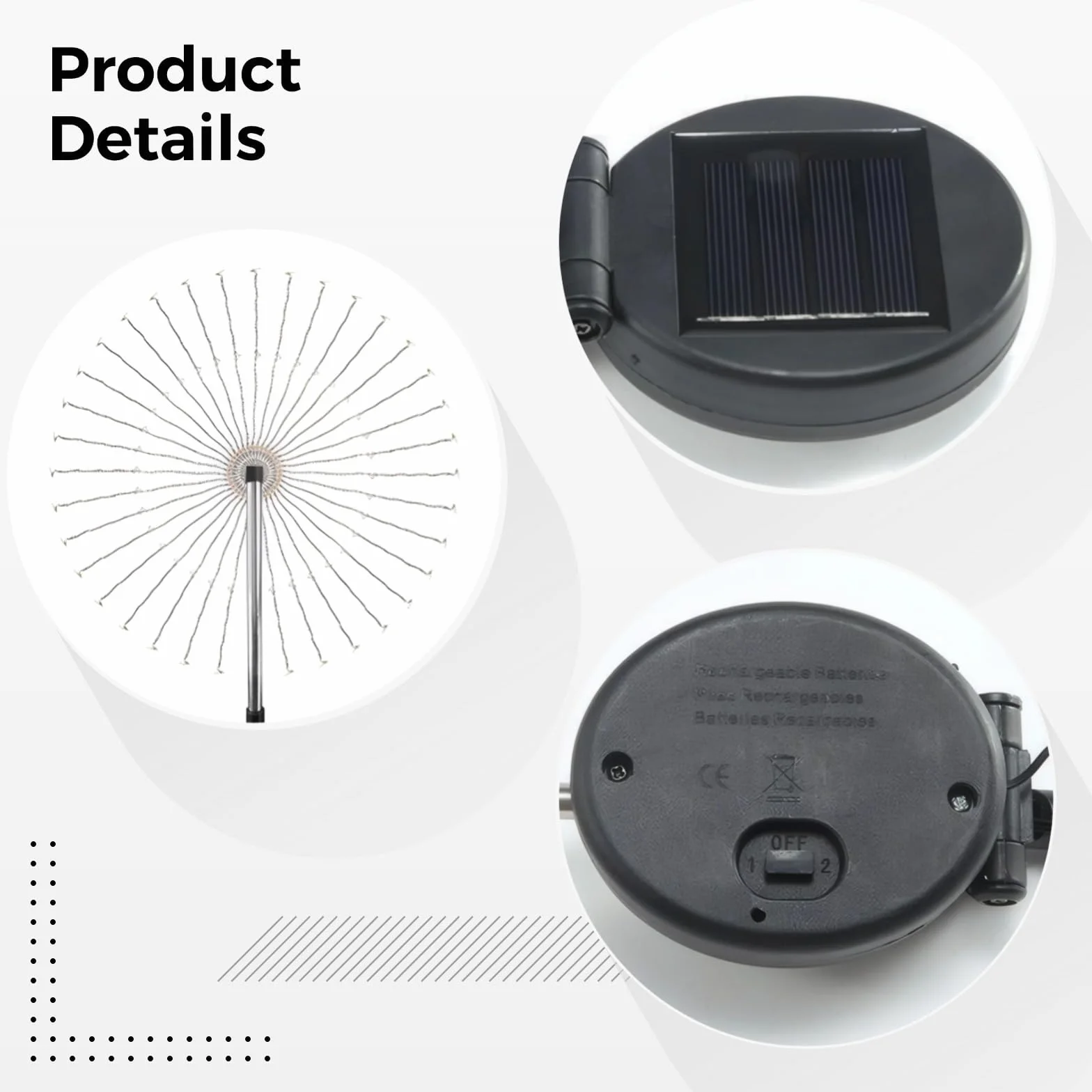 Solarne lampy ogrodowe – lampy LED w kształcie mniszka lekarskiego z drutem miedzianym, wodoodporna konstrukcja, słupki ze stali nierdzewnej i 6 trybów oświetlenia
