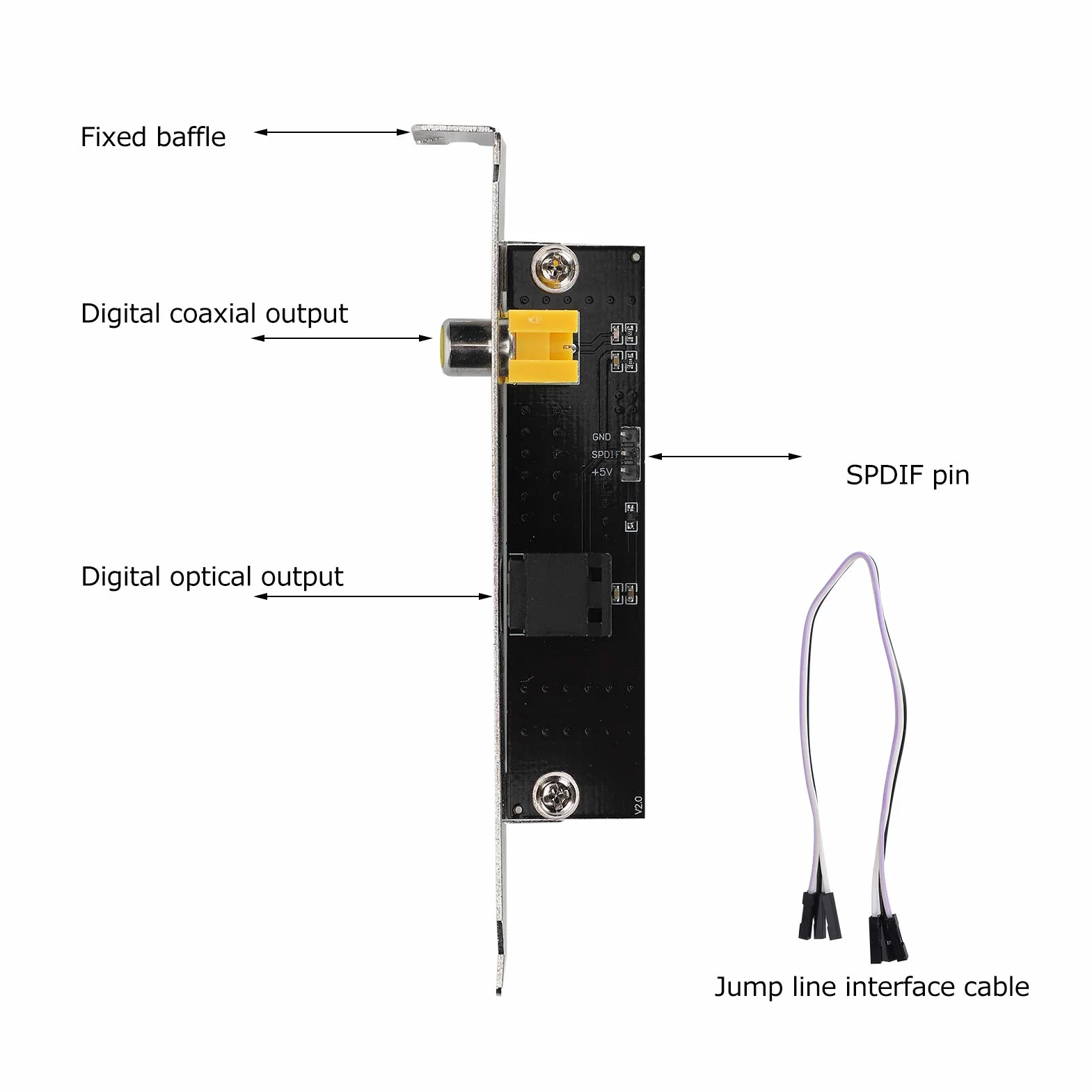 PC cyfrowy adapter wyjścia audio SPDIF RCA optyczny koncentryczny 24-bit 192 kHz uchwyt na kabel DAC