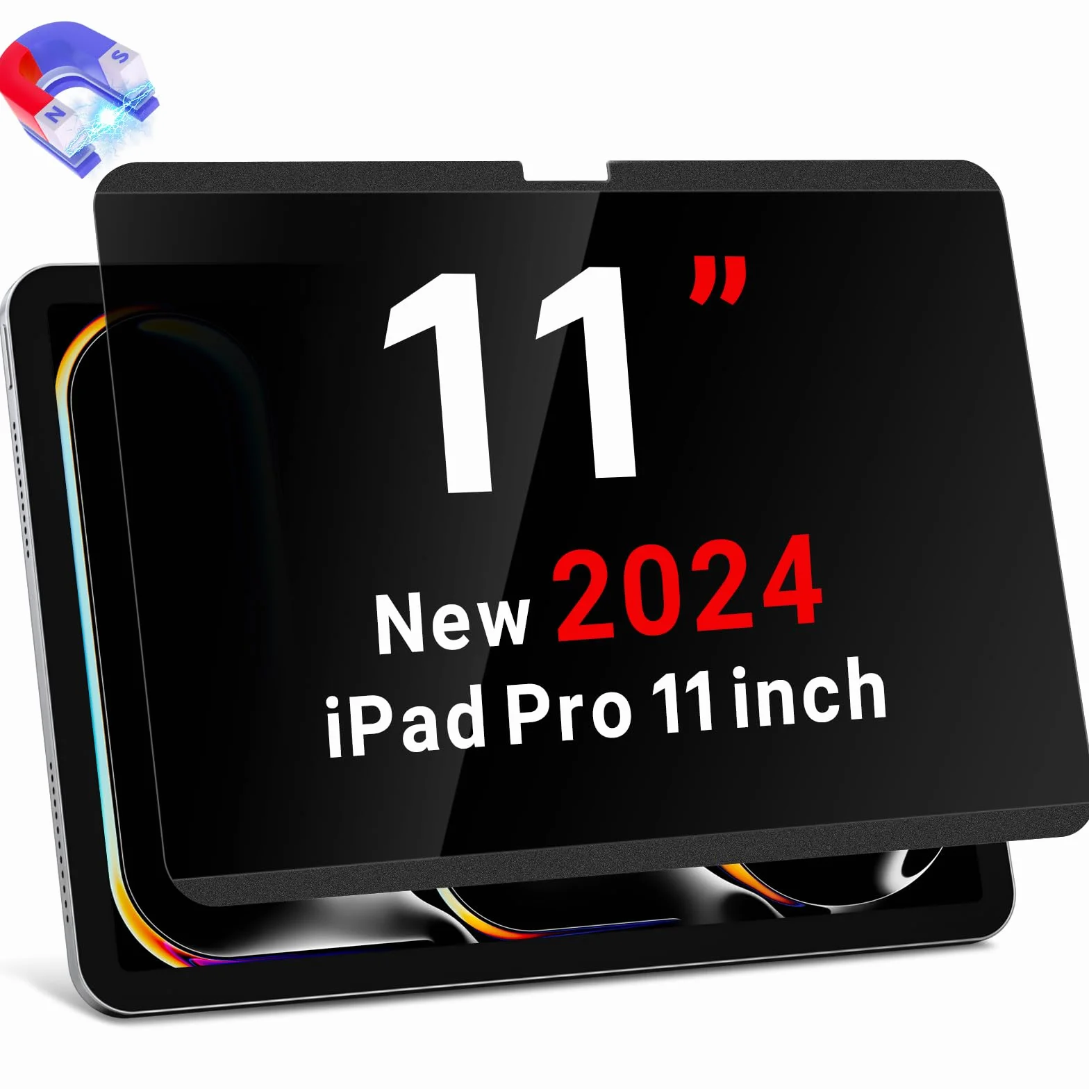 ZOEGAA Magnetyczna osłona ekranu do iPada Pro 27.8 cm (2024-2025, M4/M5), łatwa instalacja i ochrona przed niebieskim światłem, ekran prywatności do iPada Pro, wielokrotnego użytku, z teczką do