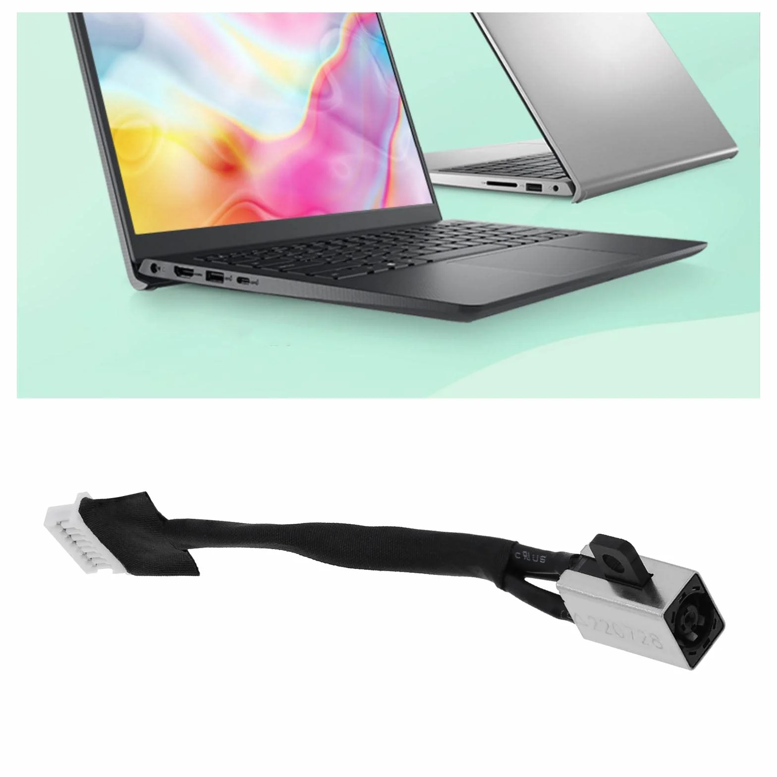 ECSiNG Gniazdo zasilania DC kabel portu ładowania kompatybilny z Dell Latitude 3510 Inspiron 14 5402 7 cm