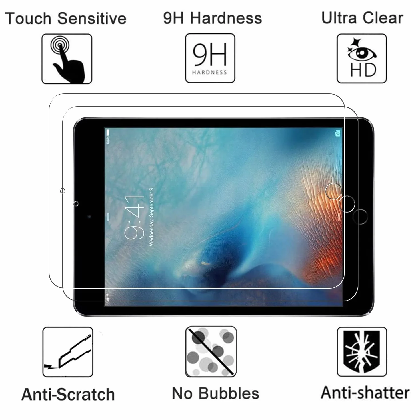 [2 sztuki] Folia ochronna do iPad mini 5. /4. generacji (iPad mini 5/4 7,9 cala, 2019/2015), pancerna ochrona szklana folia ochronna na wyświetlacz