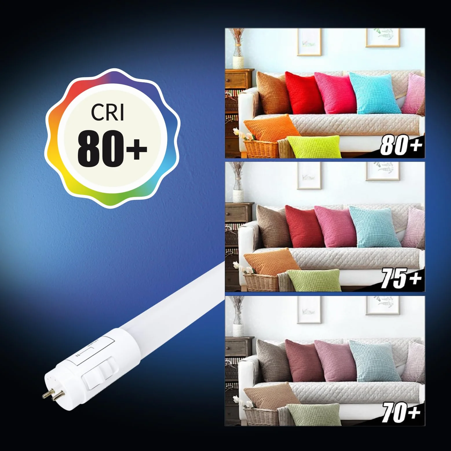 LED ATOMANT Opakowanie z 4 lampkami LED 120 cm 18 W, CCT (przełącznik wyboru koloru ciepła biel, neutralna biel lub zimna biel), 2200 lumenów, rozrusznik w zestawie, norma T8