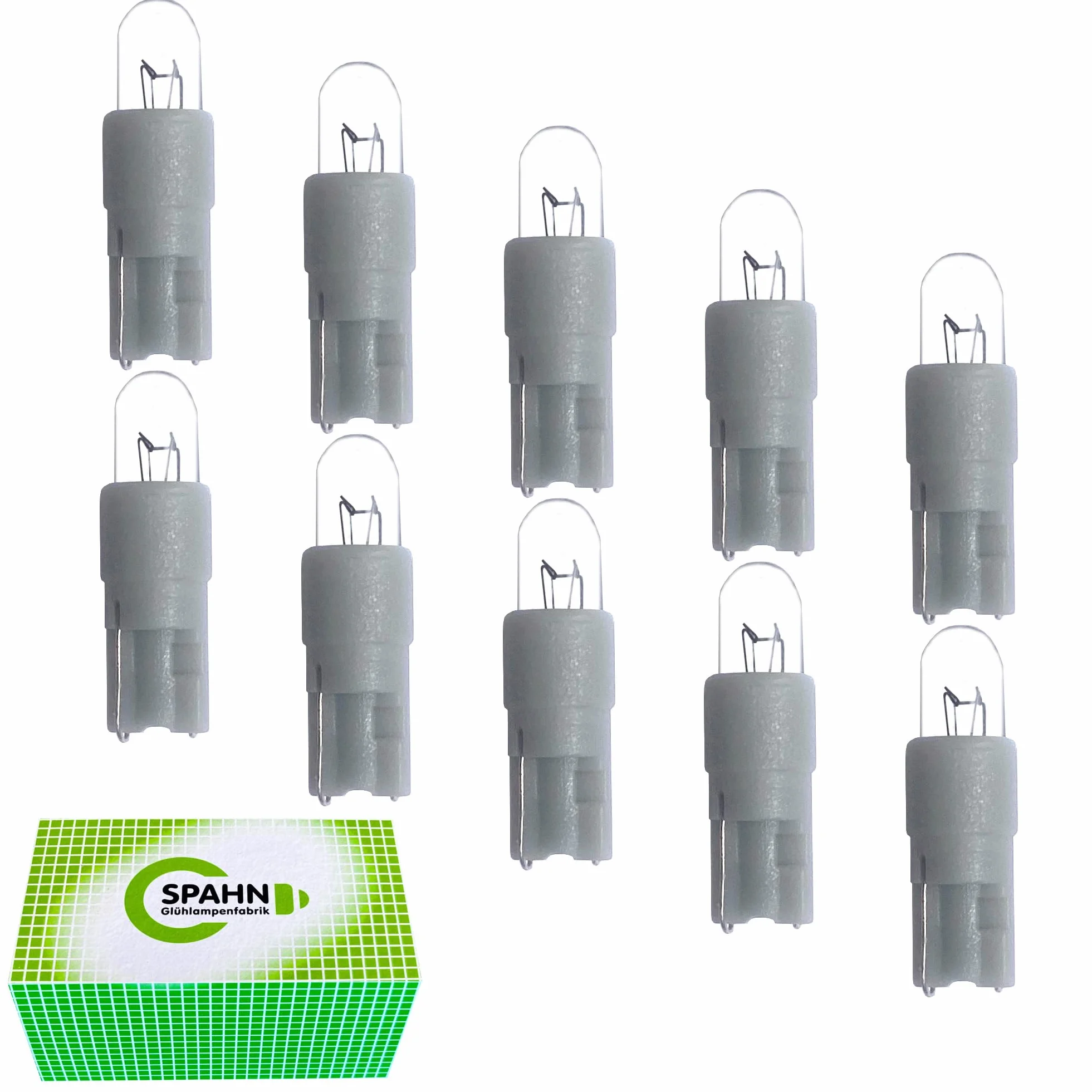 Spahn 10 sztuk żarówka 12V 0,5W W2x4,6d podstawa z tworzywa sztucznego żarówka lampa żarówka 12 Volt 0,5 Watt w kolorze szarym | lampa tachometru oświetlenie tachometru oświetlenie przyrządów