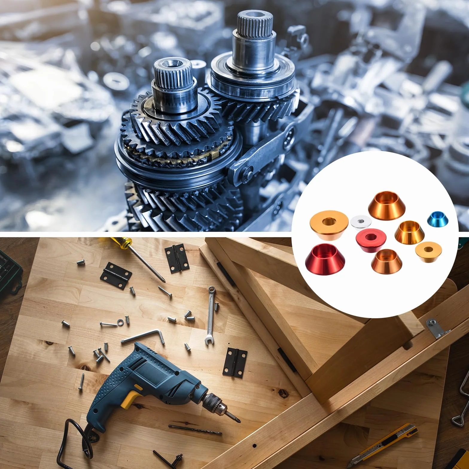 QUARKZMAN M4 podkładki stożkowe, 20 sztuk Anodowane aluminiowe podkładki typu kubka, podkładka uszczelniająca do akcesoriów mechanicznych, czarna