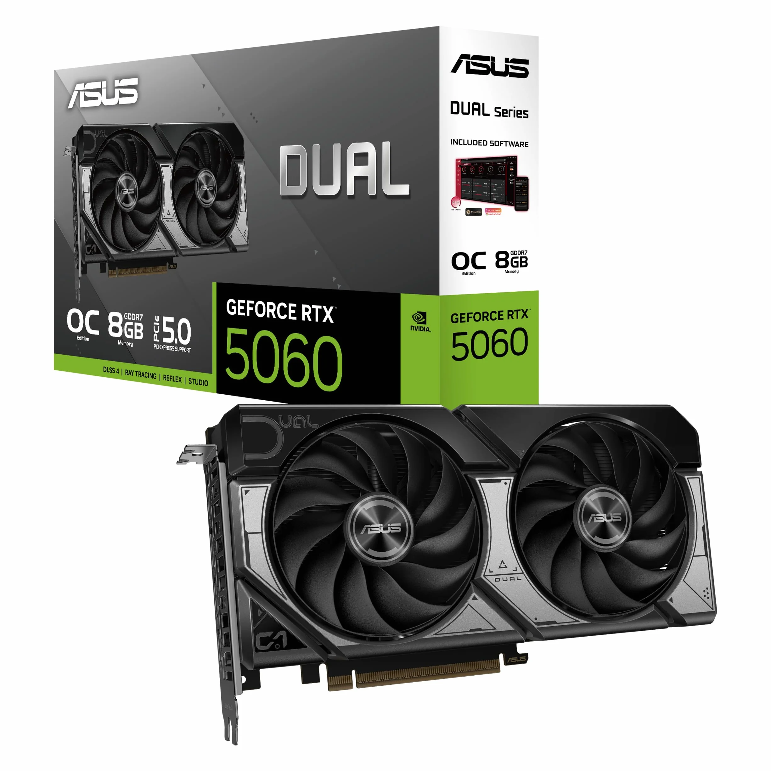 ASUS DUAL RTX5060 OC 8GB DDR7 PCIe5 HDMI 3DP 2565 MHz SFF-Ready