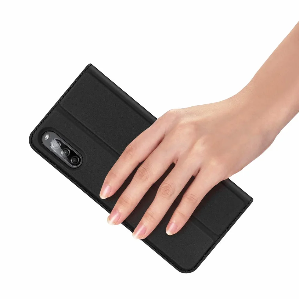 Etui z klapką PU TPU z gniazdem na karty i stojakiem do Sony Xperia L4 czarne