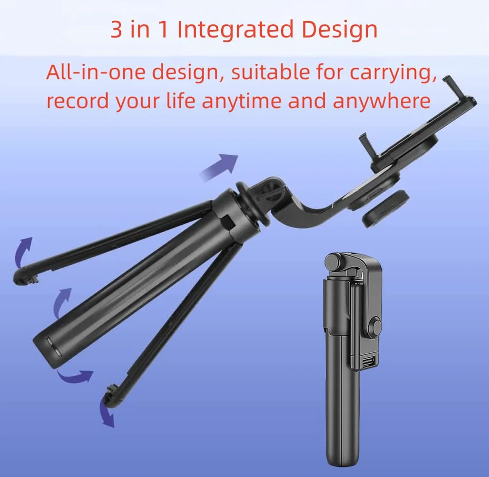Bezprzewodowy Kij do Selfie Bluetooth Selfie Stick z Pilotem Zdalnego Sterowania, Składany Statyw