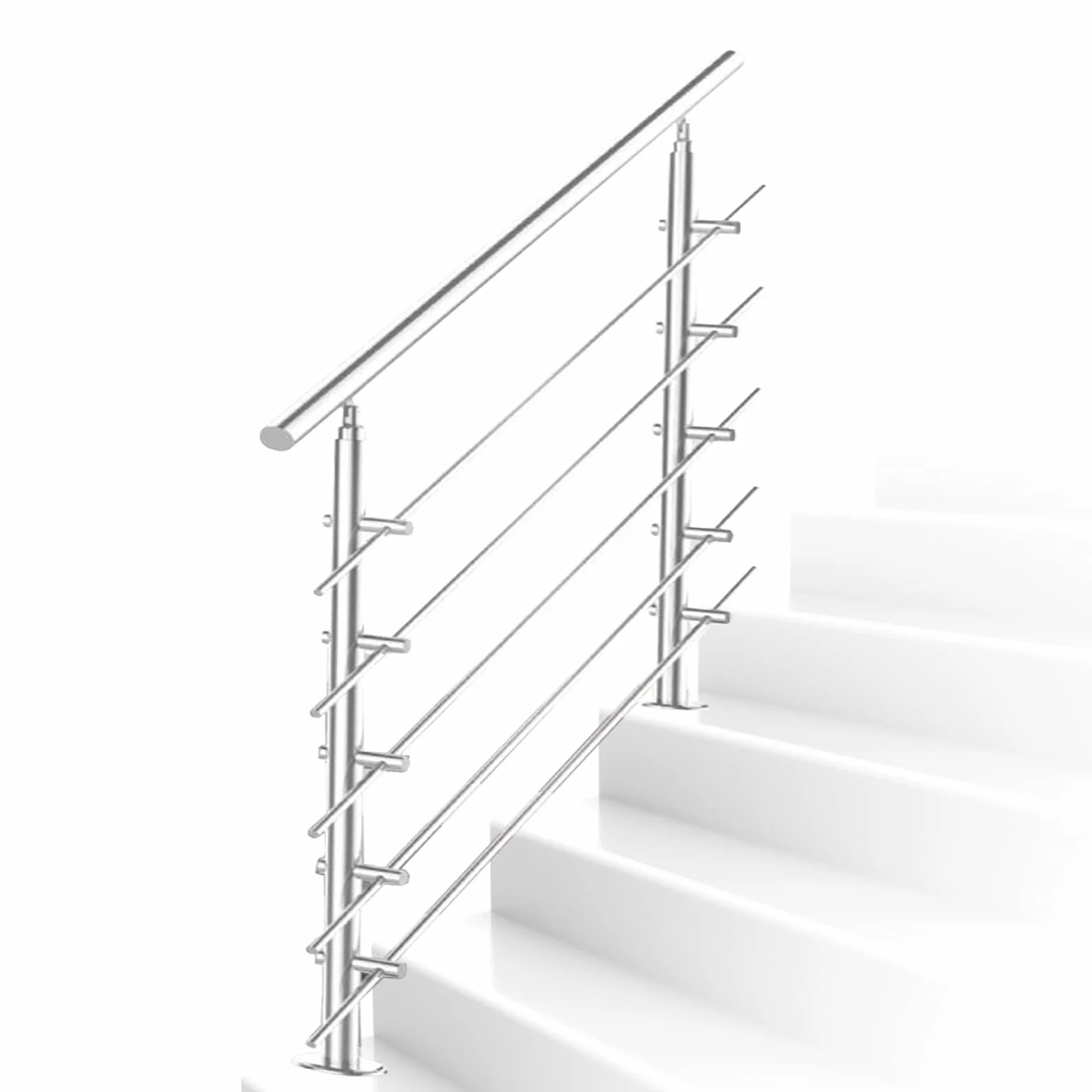 Poręcz schodowa ze stali nierdzewnej 150 cm Ø 42 mm z akcesoriami