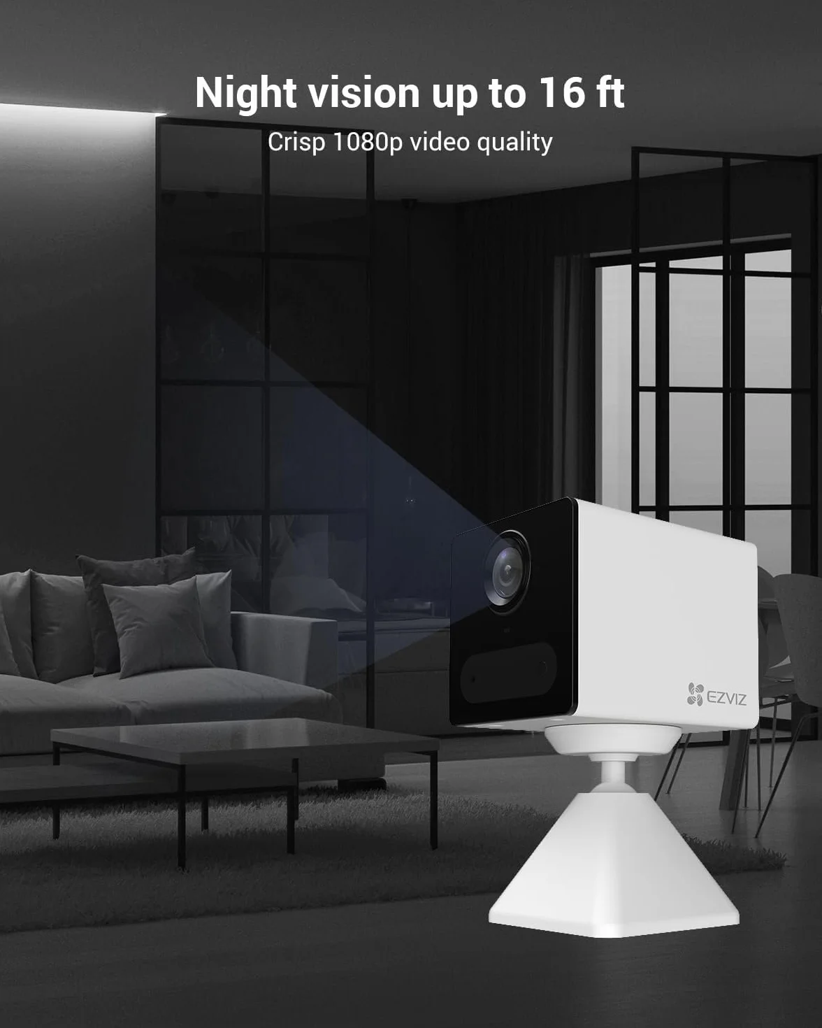 EZVIZ CB2 1080P Bezprzewodowa kamera WiFi na baterii 2000 mAh, wykrywanie osoby, noktowizor 5 m