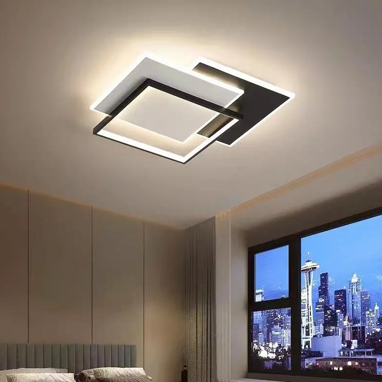 Nowoczesna lampa sufitowa LED do salonu, dekoracja domu, pilot zdalnego sterowania, sypialnia dziecięca, lampa do jadalni (biała 40 x 40 cm, 3 kolory)