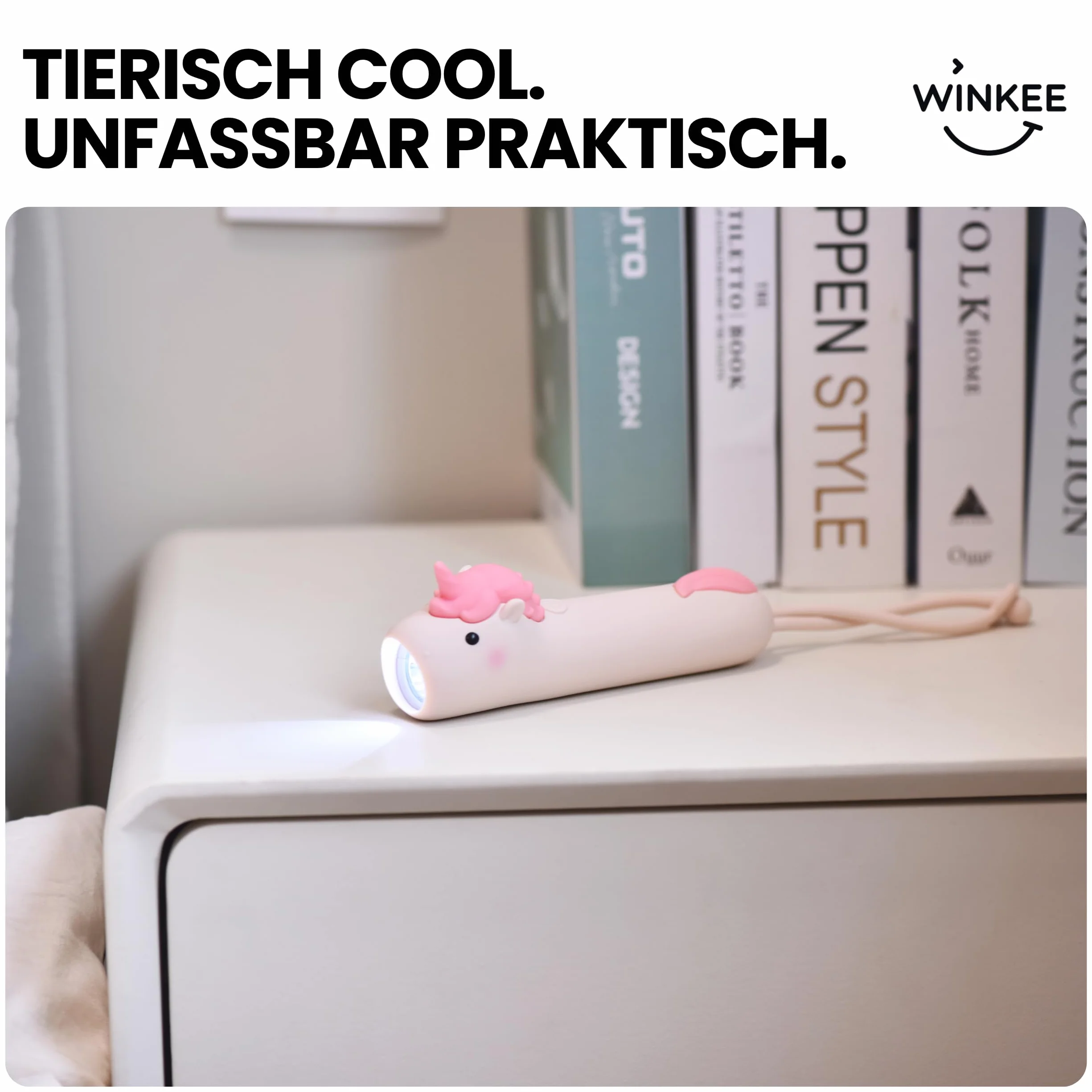 Winkee - Latarnia jednorożca I urocza mała latarka LED I ładowalna I ok. 12 godzin pracy baterii I z baterią