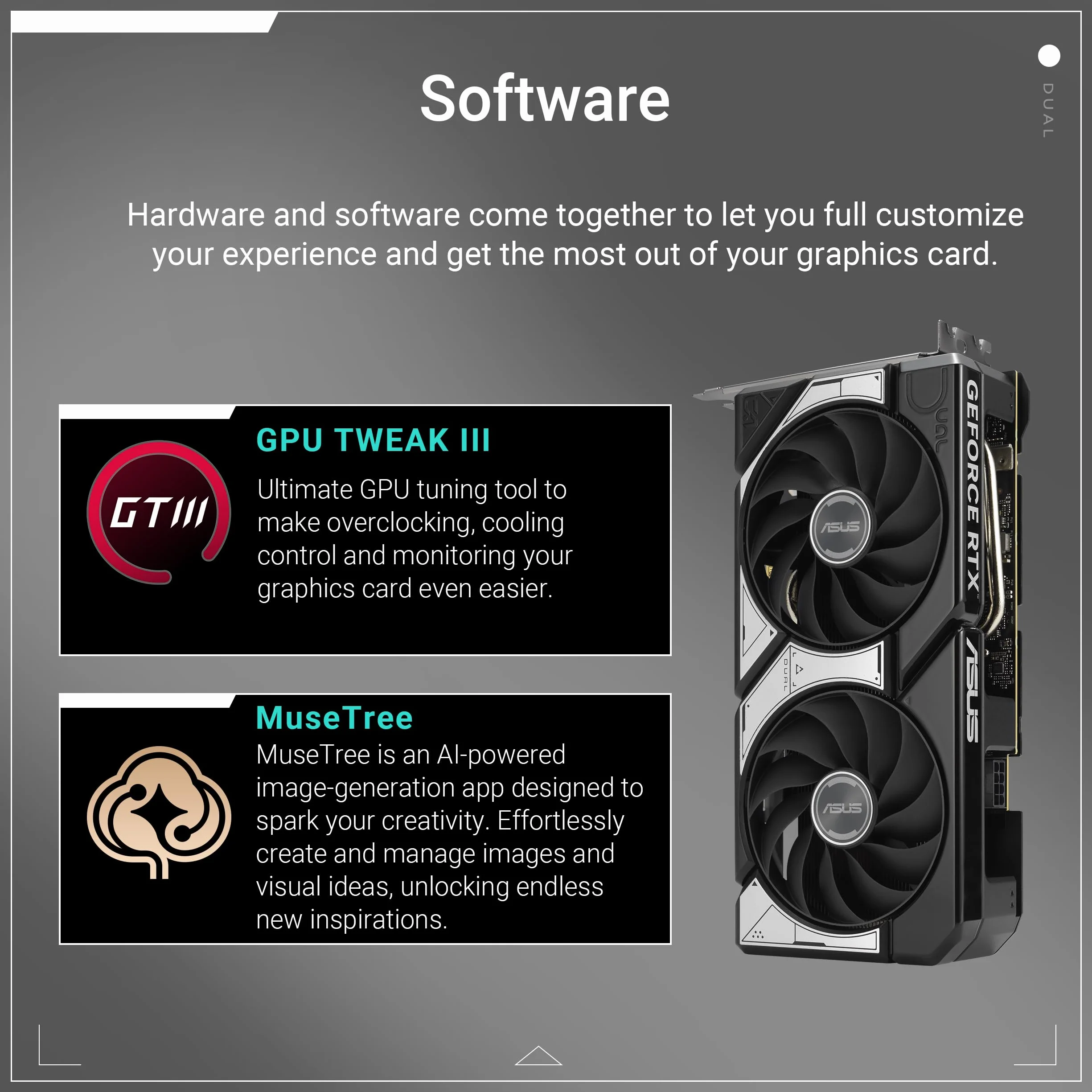 ASUS DUAL RTX5060 OC 8GB DDR7 PCIe5 HDMI 3DP 2565 MHz SFF-Ready
