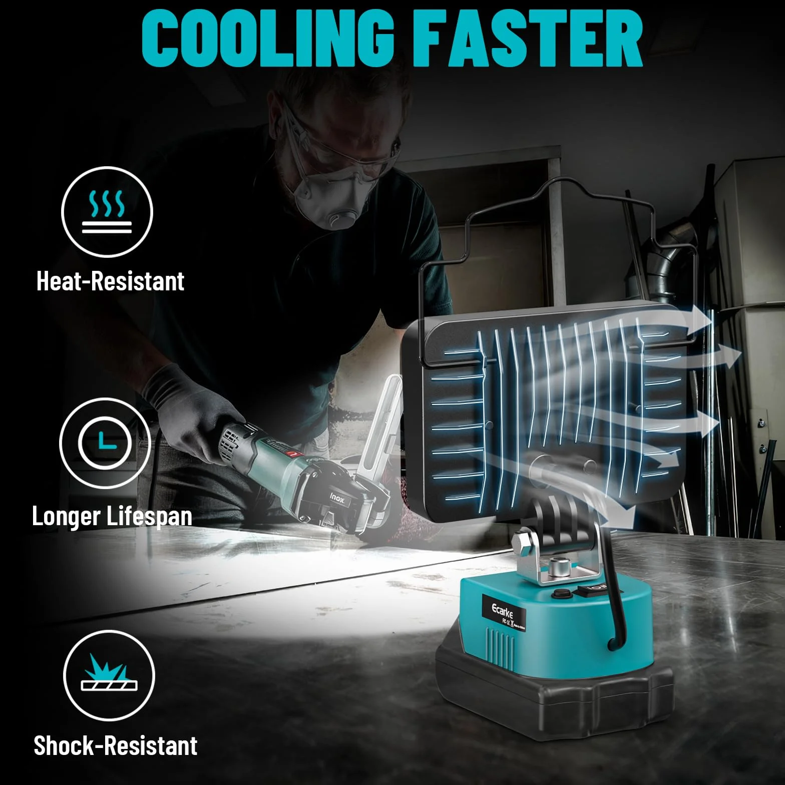Ecarke Lampa akumulatorowa do Makita 18 V, przenośna, bezprzewodowa lampa robocza LED o mocy 78 W/7800 lm i 7500 K, akumulator z akumulatorem typu C i ładowaniem przez USB, idealna na plac budowy