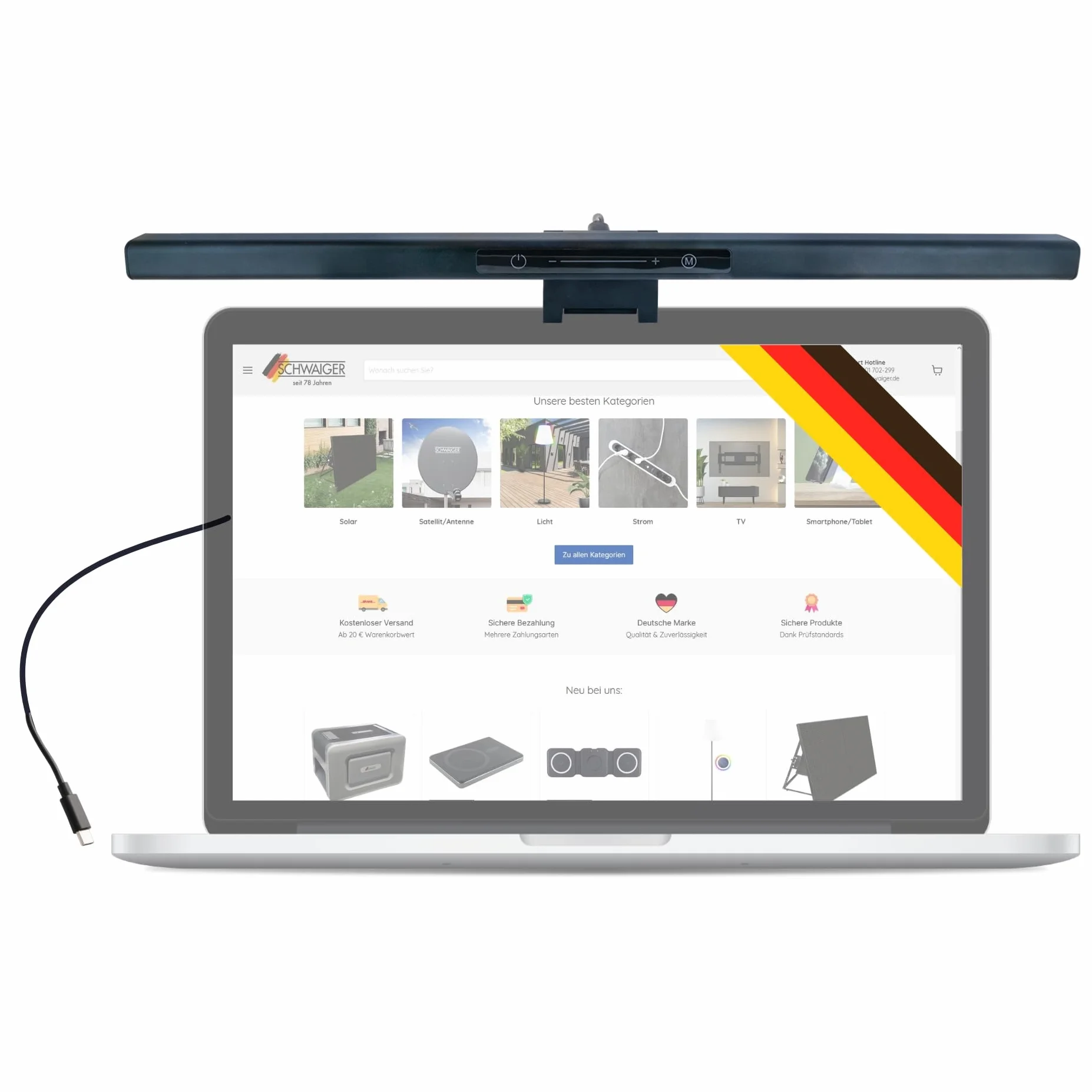 SCHWAIGER lampka do monitora LED z czujnikiem dotykowym screenbar ściemniana USB