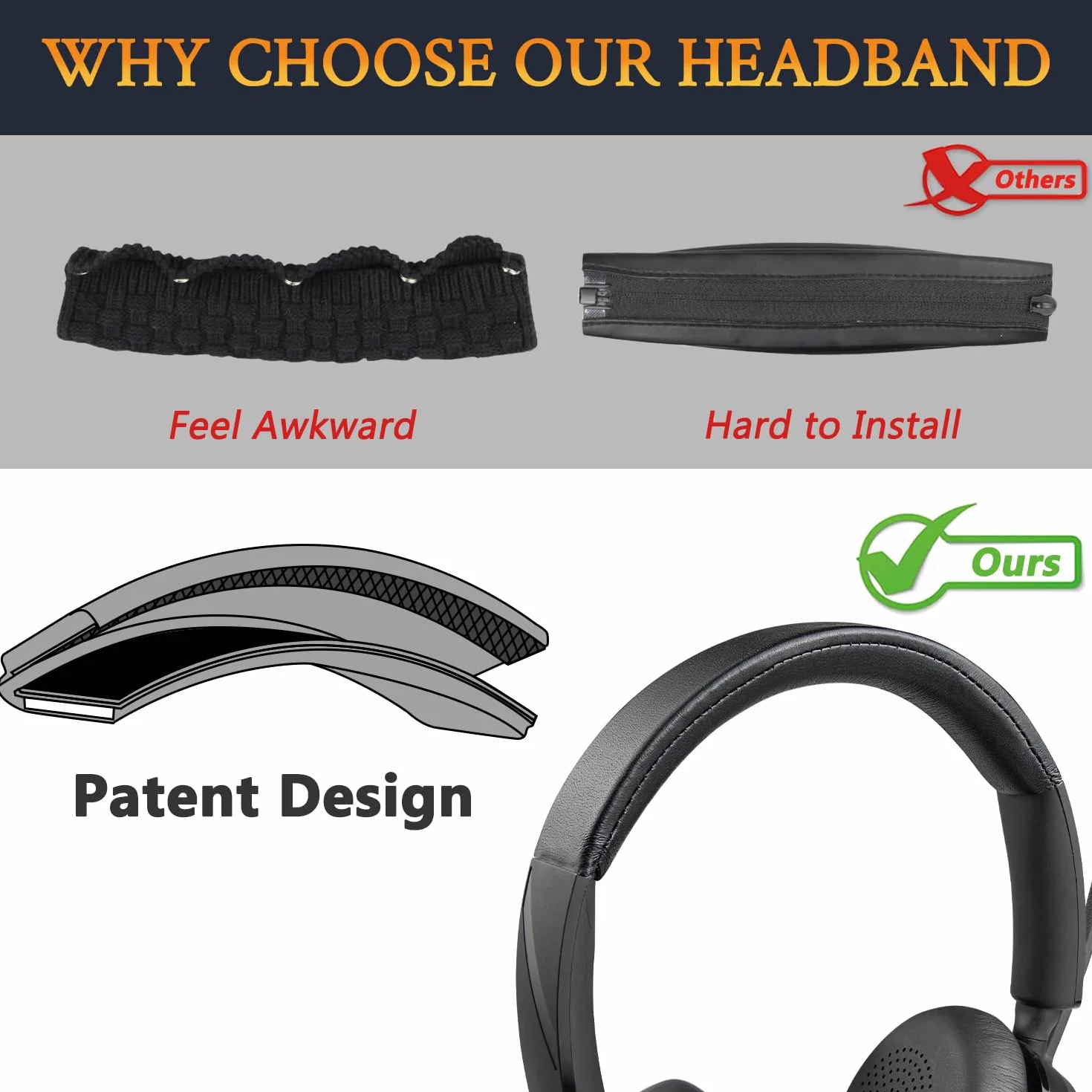SOULWIT Pokrowiec na pałąk ze skóry proteinowej do Plantronics(Poly) Voyager 4220 UC/4210 UC słuchawek, część zamienna do naprawy pałąka