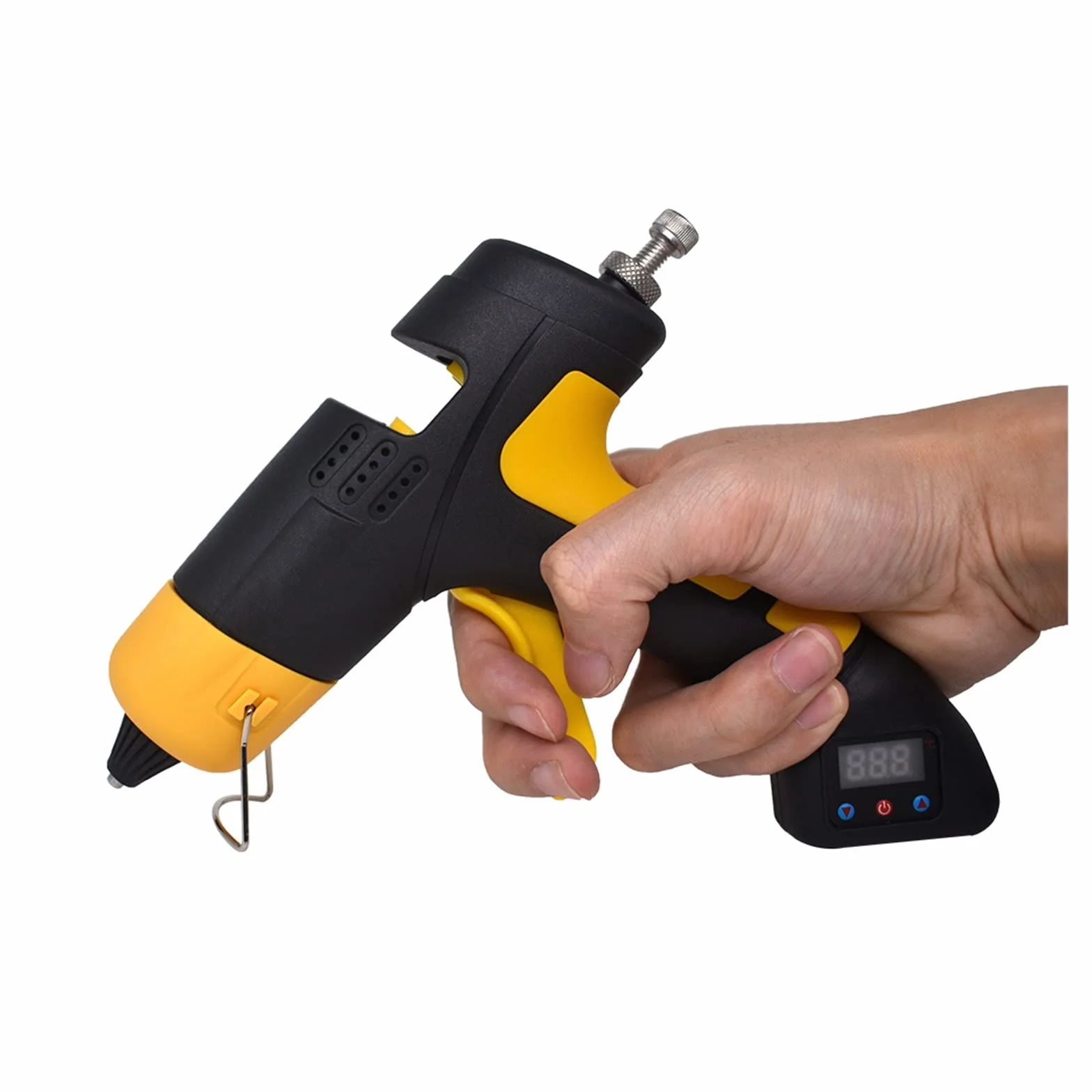 Szybkie podgrzewanie 60w bezprzewodowy akumulator litowy pistolet do klejenia na gorąco cyfrowy wyświetlacz regulacja temperatury użyj 7mm klej w sztyfcie bezprzewodowe narzędzie do naprawy(SET-1)