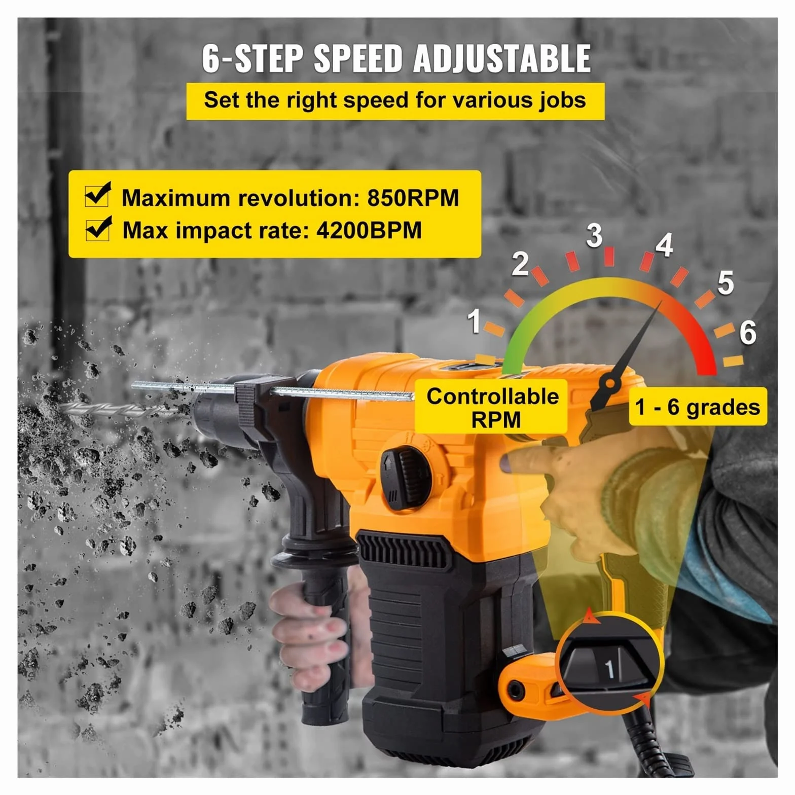 Wiertarka udarowa 1500W Max wiercenie 32mm SDS Plus rozbiórka elektryczna wiertarka udarowa do betonu 4 tryby