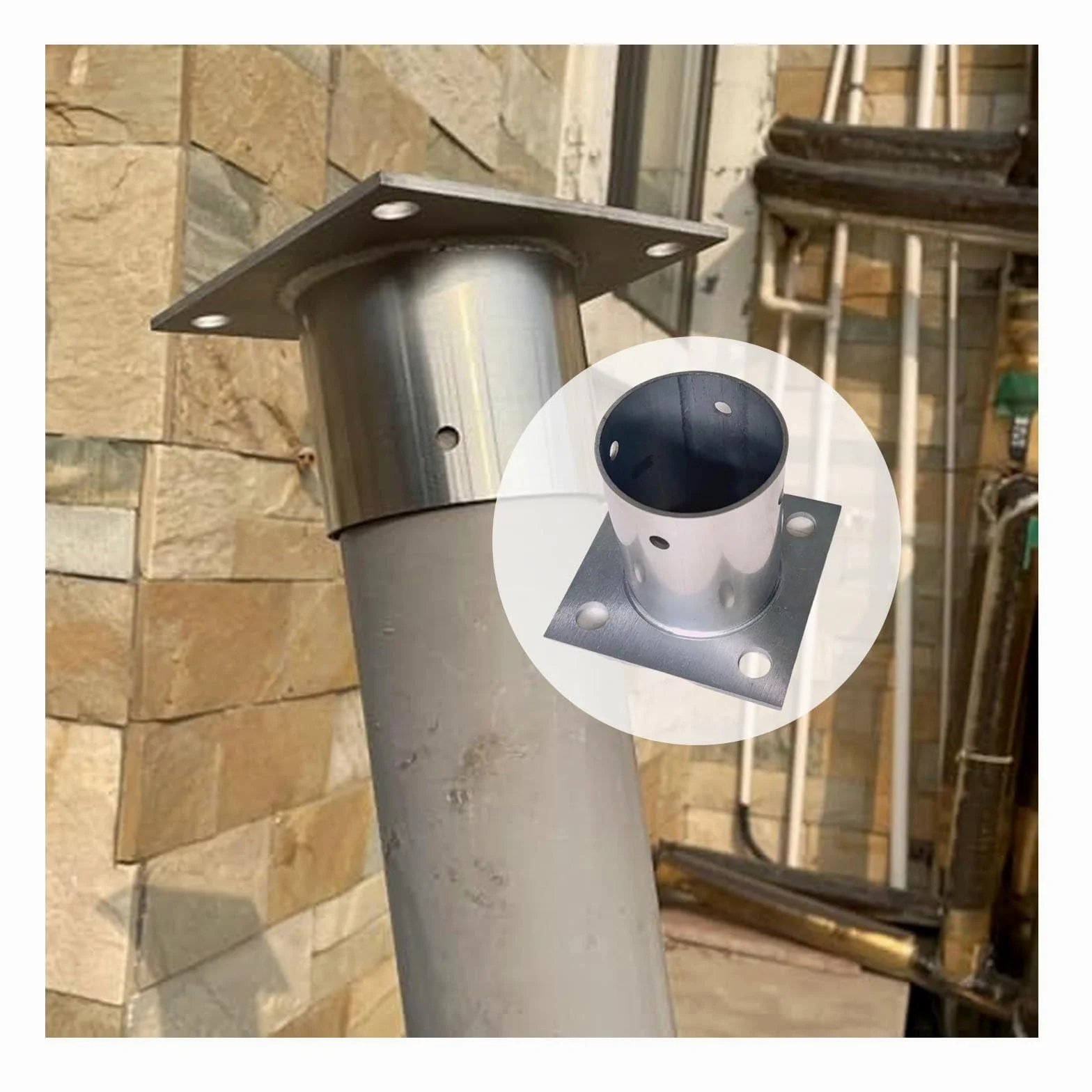 Podstawa kolumny okrągłej 1 2 3 4 6 8 cali - wytrzymały adapter montażowy do słupów - uchwyt do słupków okrągłych i wsporników pergoli okrągłej (110 x 100 mm/4,3 x 3,9 cala)