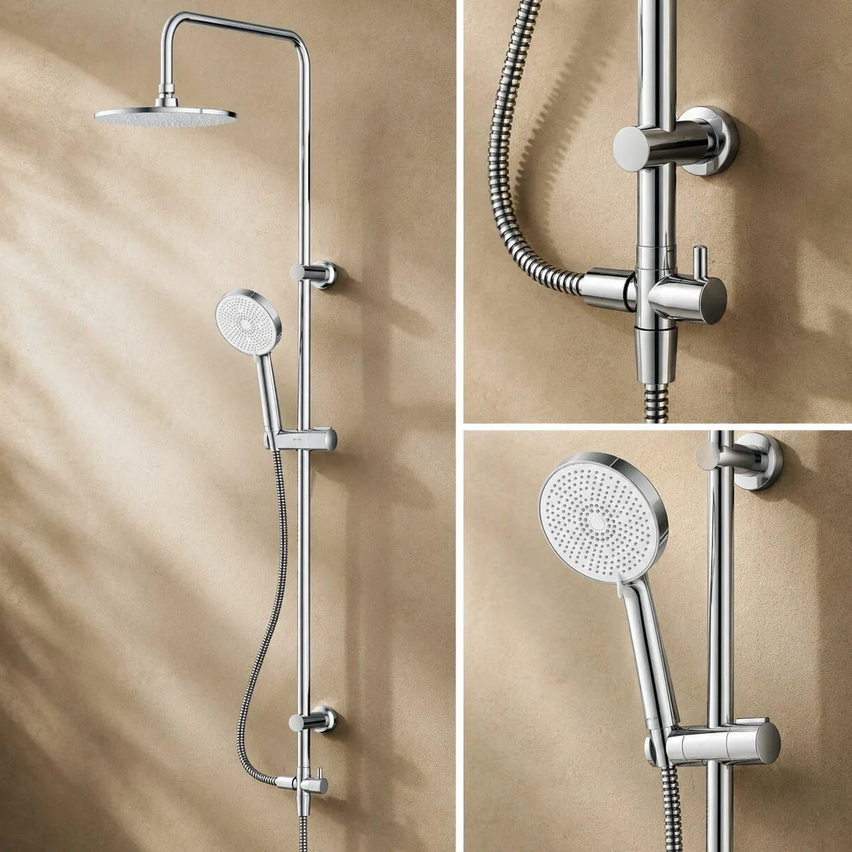 AM.PM Play ShowerSpot z termostatyczną armaturą prysznicową, zestaw prysznicowy z armaturą, chrom, system prysznicowy ze stali nierdzewnej, zestaw prysznicowy z deszczownicą (chrom, Play I system