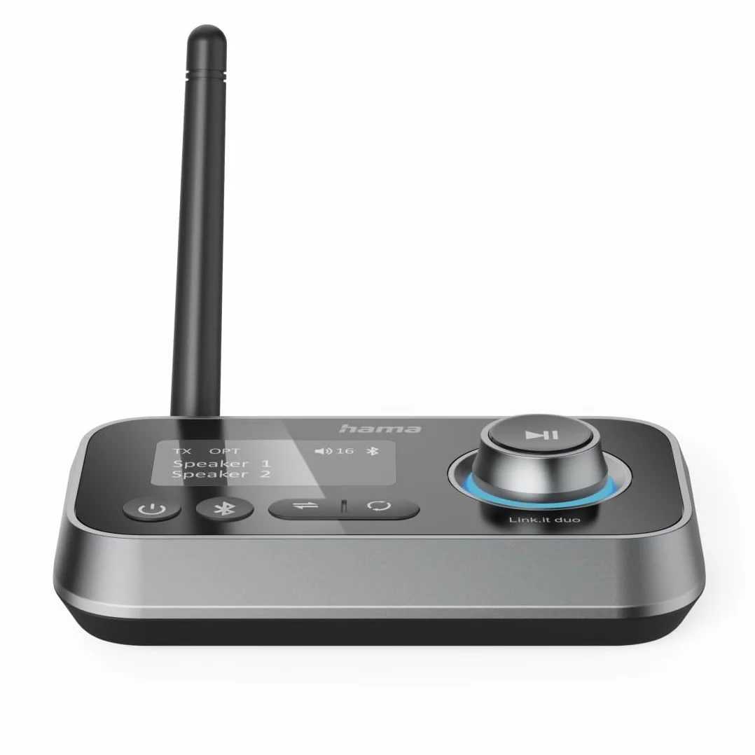 Hama TRANSMITER BLUETOOTH LINK IT Duo 2w1 Adapter Nadajnik i Odbiornik Bluetooth Zasięg 10m Jack 3,5mm USB-C Czarny