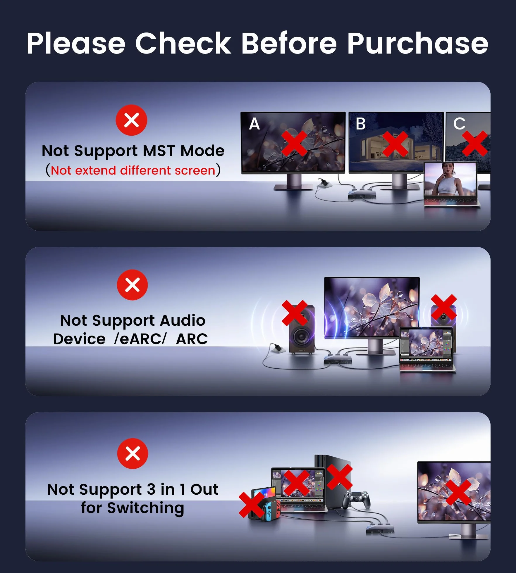 NEWCARE Rozdzielacz HDMI (od 1 do 3 czarny)