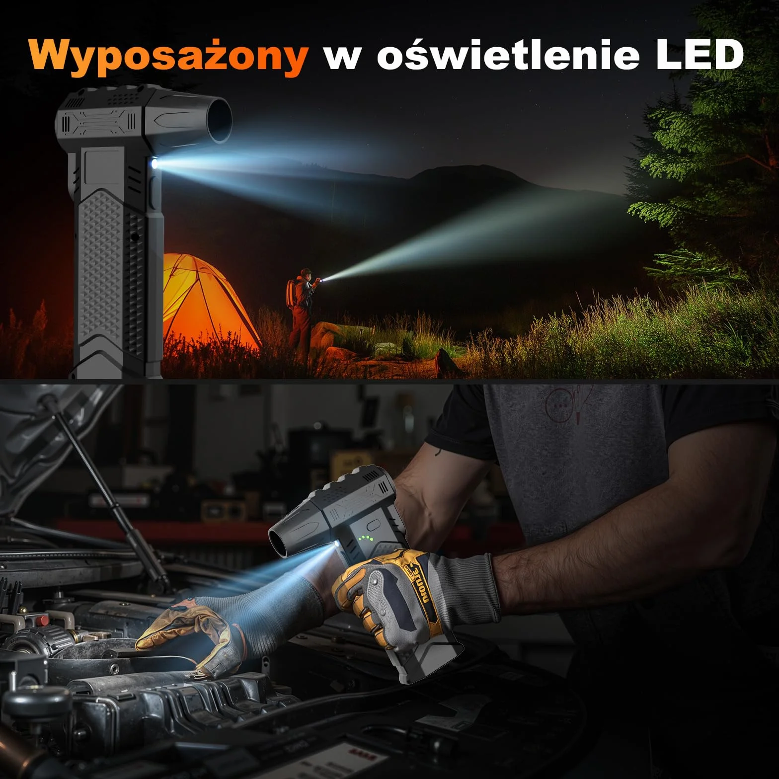 Elektryczna dmuchawa do kurzu 2 w 1 130000 obr./min z LED