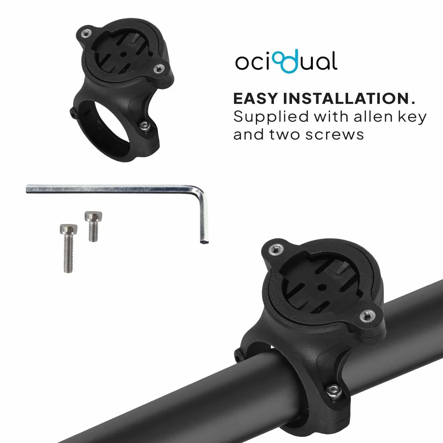OcioDual Uchwyt krawędzi 2. generacji kompatybilny z Garmin Varia RTL510 RTL515 RVR315 GoPro, do prętów 25,4-31,8 mm