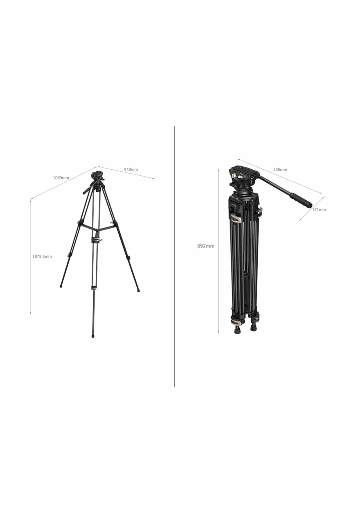 SMALLRIG Video Tripod System, 73-Calowy WytrzymałY Statyw z GłOwicą PłYnową 360 Stopni i PłYtą Szybkiego Uwalniania do Lustrzanek Cyfrowych, Kamer, AparatóW - 3751