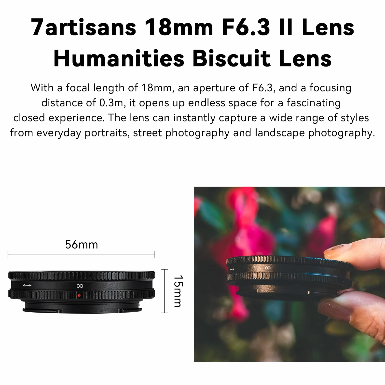 7artisans 18mm F6.3 Ultra-cienki obiektyw APS-C Prime MFT M4/3 do Panasonic