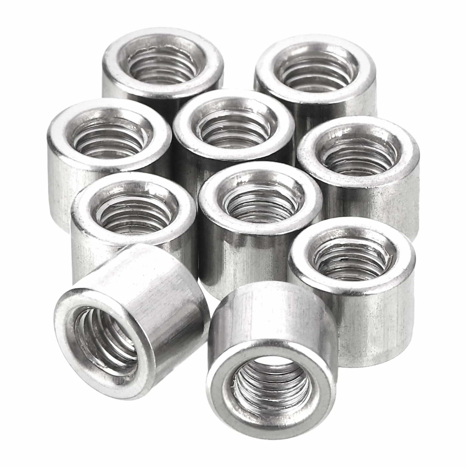 QUARKZMAN 20 sztuk okrągłych nakrętek spawalniczych, M6 x 10 x 8 mm, długie nakrętki spawalnicze z gwintem - 304 stal nierdzewna okrągłe nakrętki łączące tulejka pręt pręt, srebrne